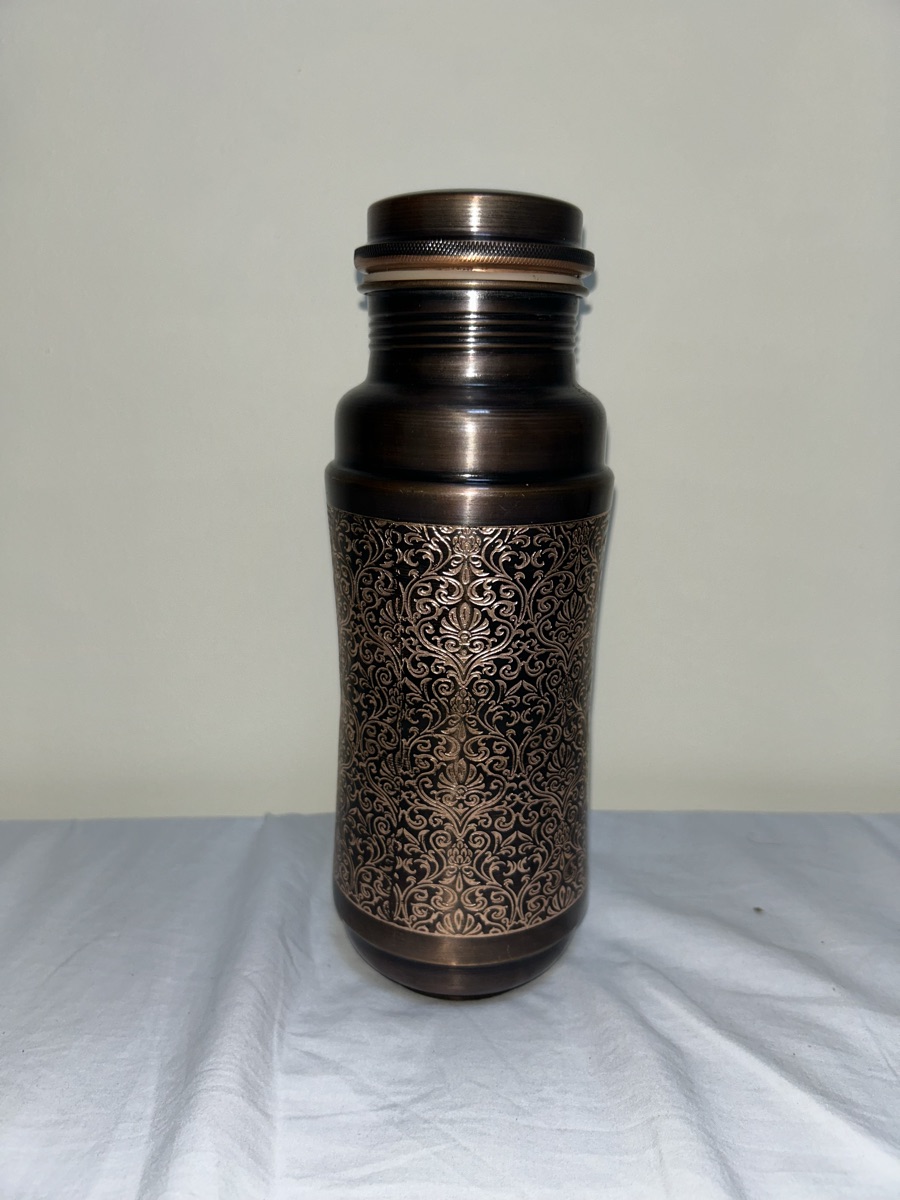 copper water bottle engraved copper water bottle, antique water bottle for daily use brand new - Image 3