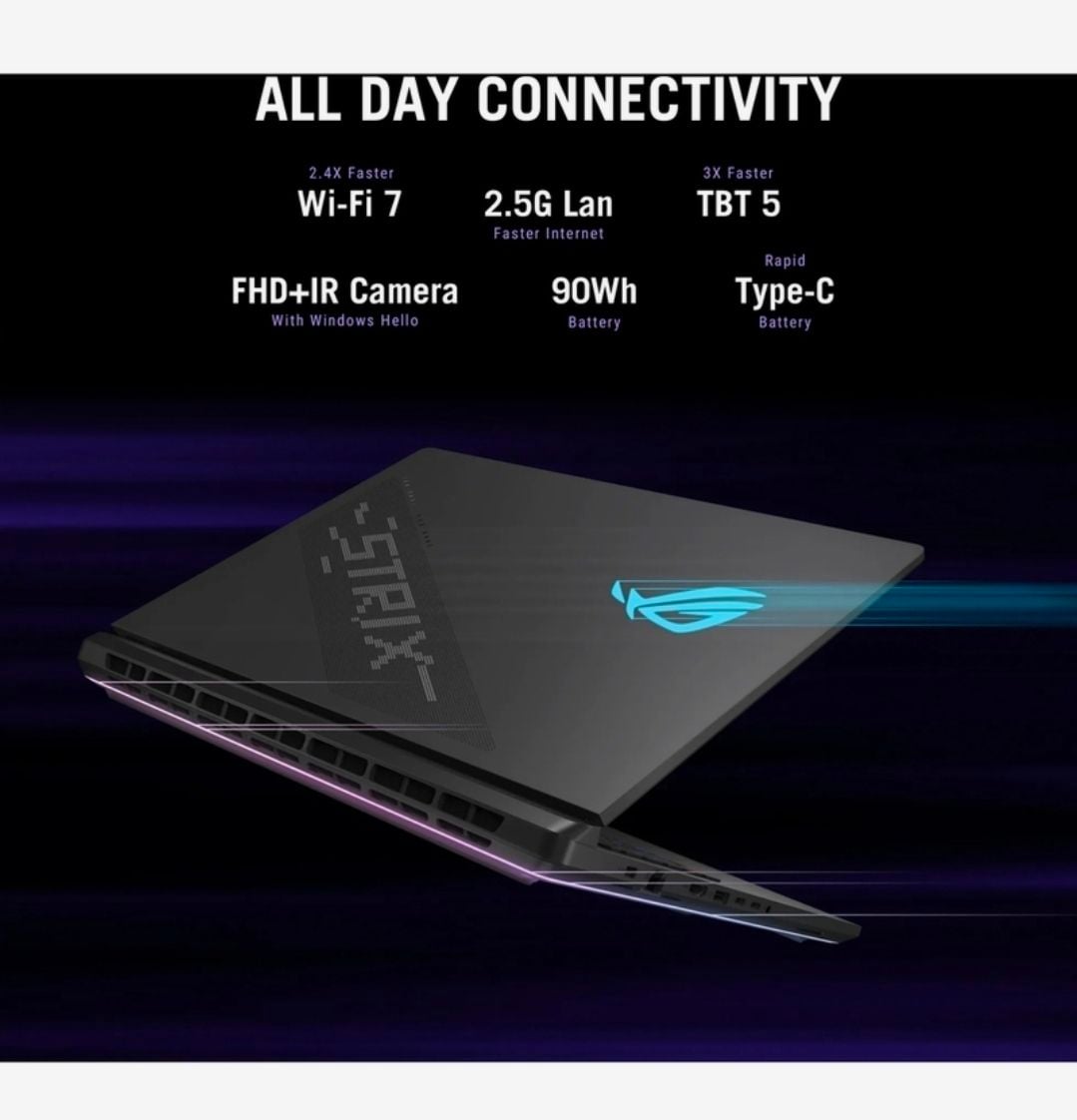 ASUS ROG Strix SCAR 18 Gaming Laptop Intel Core Ultra 9 275HX/DDR5 64GB/2TB + 2TB SSD (RAID 0)/NVIDIA GeForce RTX 5090 24GB/18-inch 2.5K (2560x1600 WQXGA) 16:10/240Hz/Windows 11 Home - Off Black - Image 5