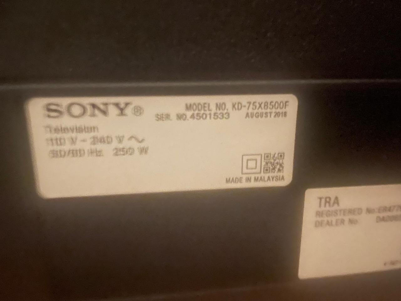 75" Sony Bravia TV ,KD-75X8500F - Image 2