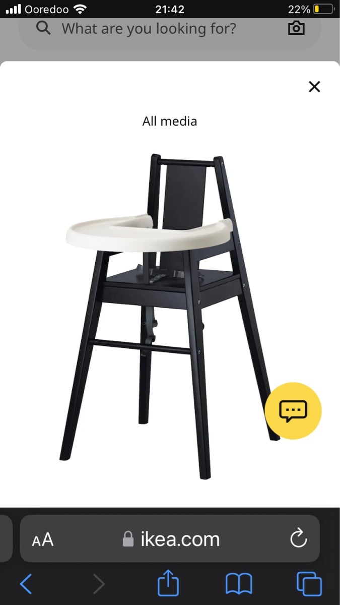 IKEA Highchair with tray, black - Image 1