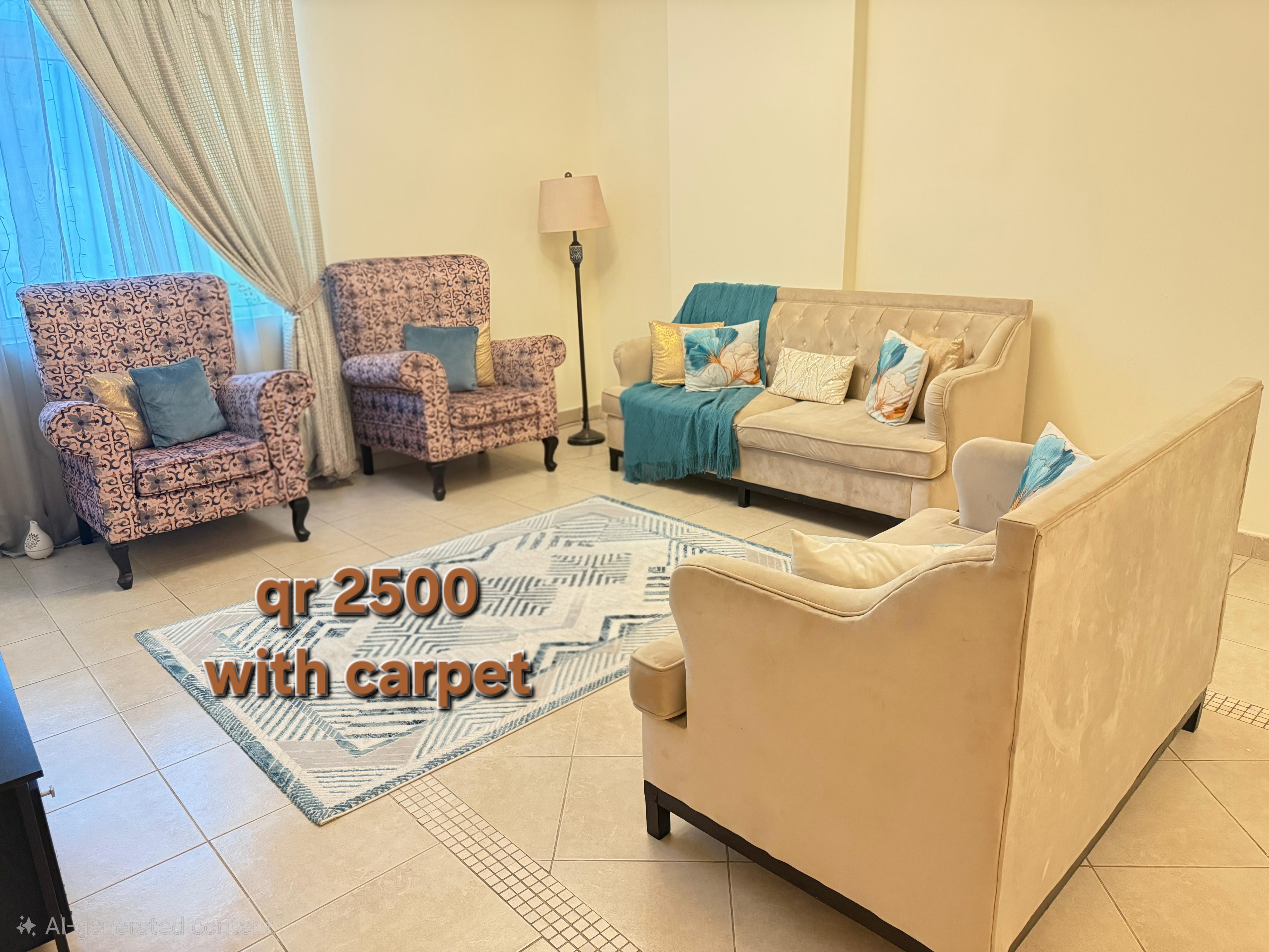 Sofa set, bed with side tables, showcase ,wall hangings - Image 2