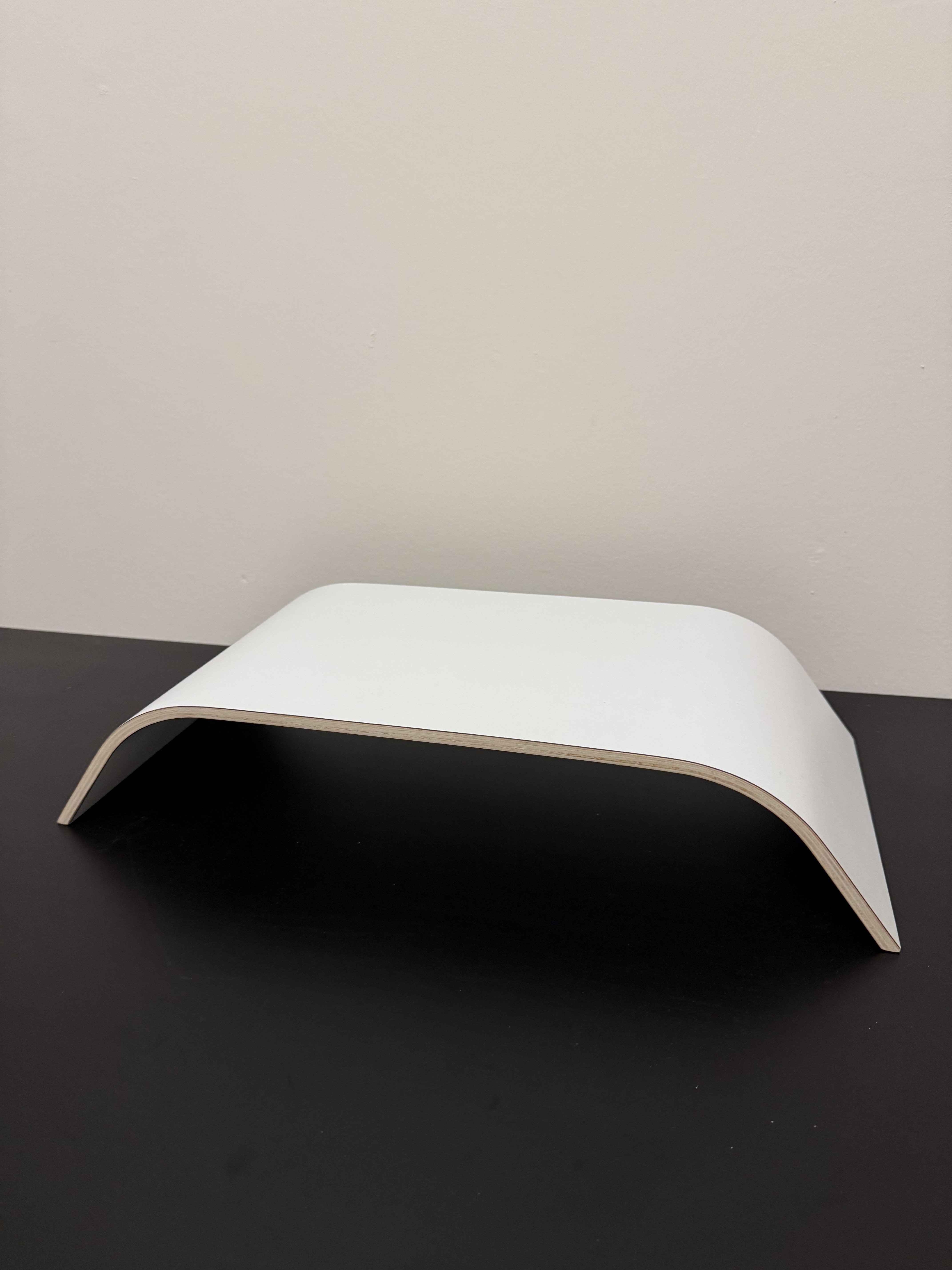Monitor Stand – White, Curved Minimalist - Image 1