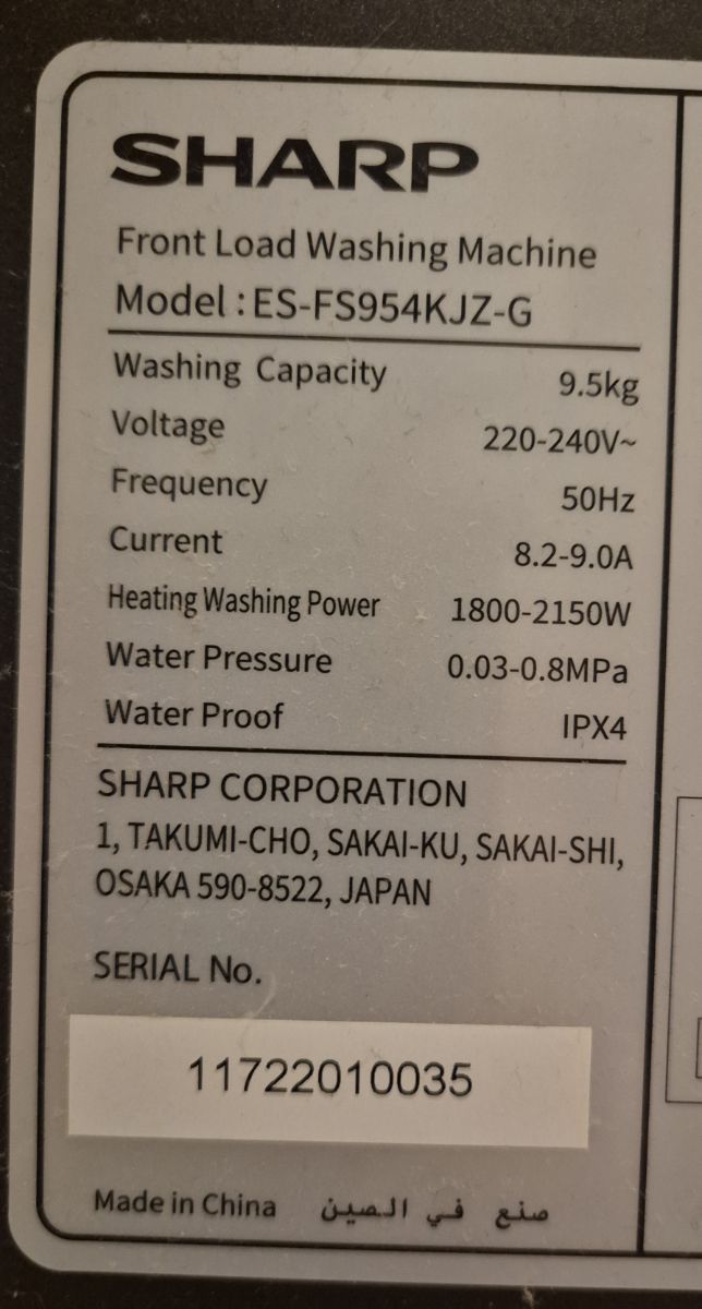 9.5kg Sharp Washing Machine - Image 3