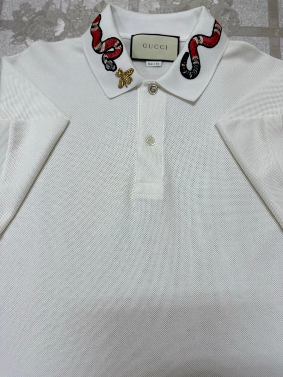 Original Gucci Exclusive Embroidered Color snake Polo T-shirt - Image 1