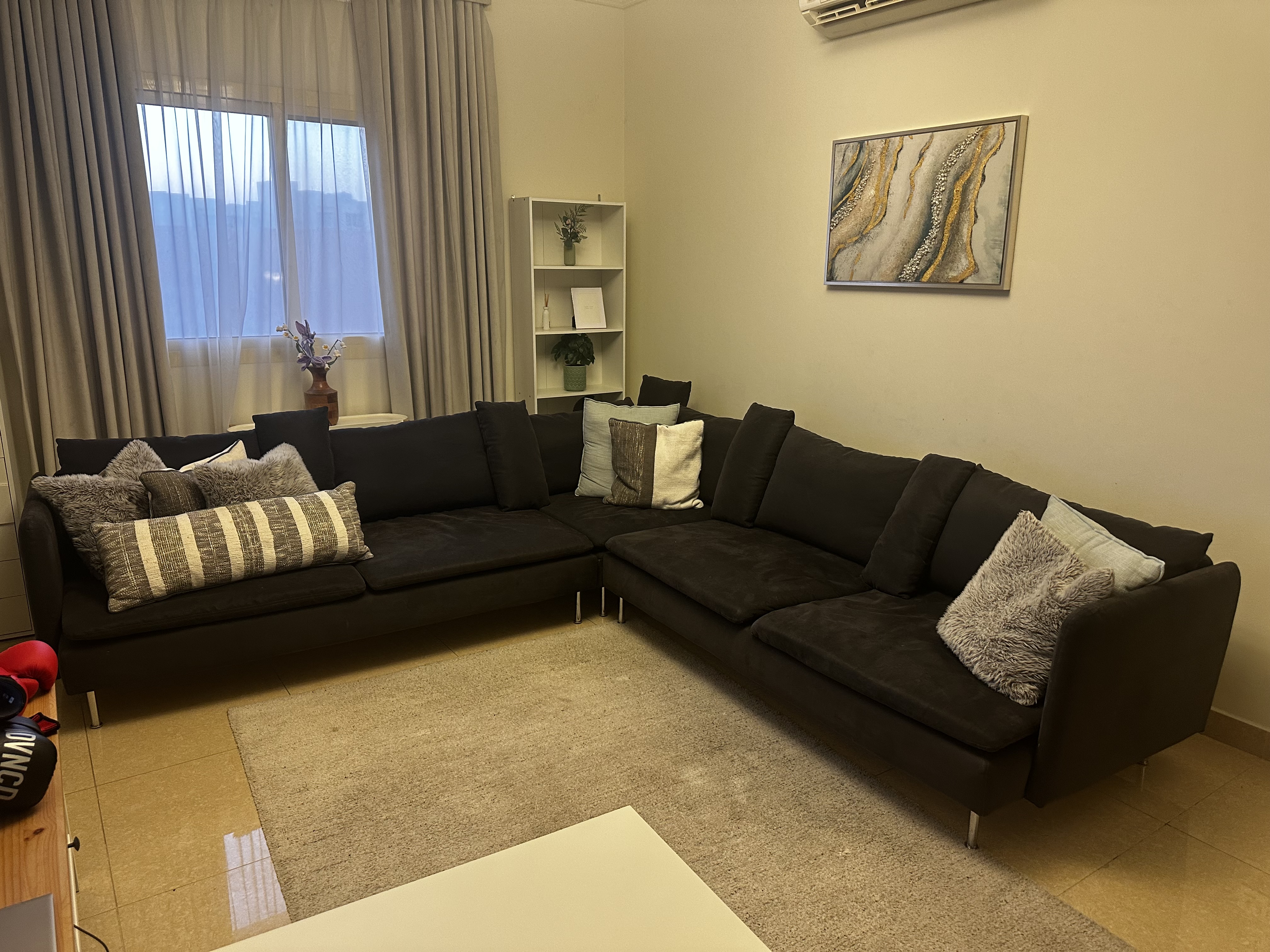 Large 5 Seater L Shape Sofa, Fabric - Image 1