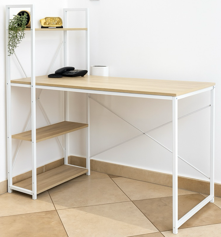 HOME BOX :Modern Study & Work Desk with Built-In Shelves – Minimalist Design - Image 2