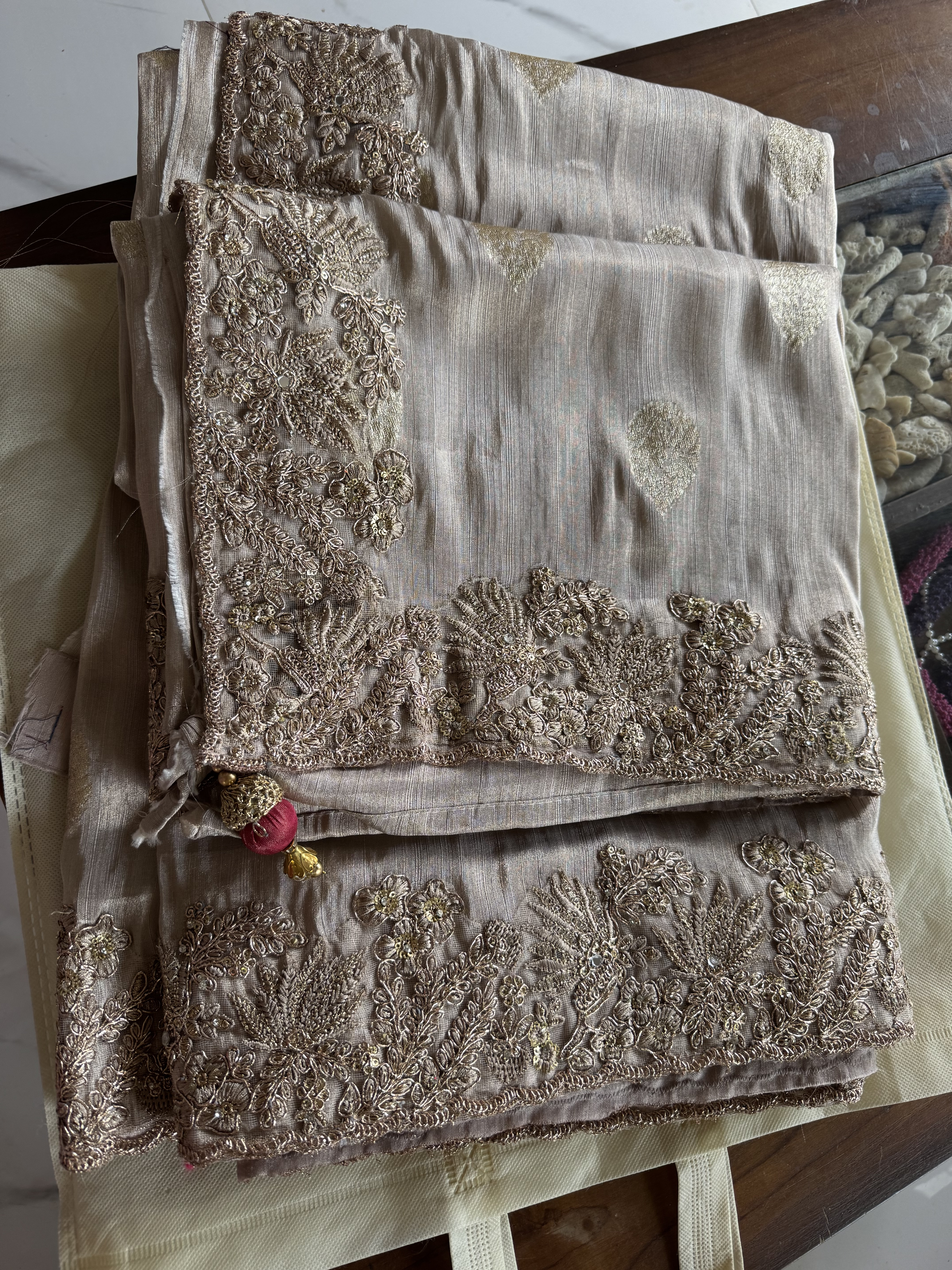  Designer wear Saree with blouse  - Image 2