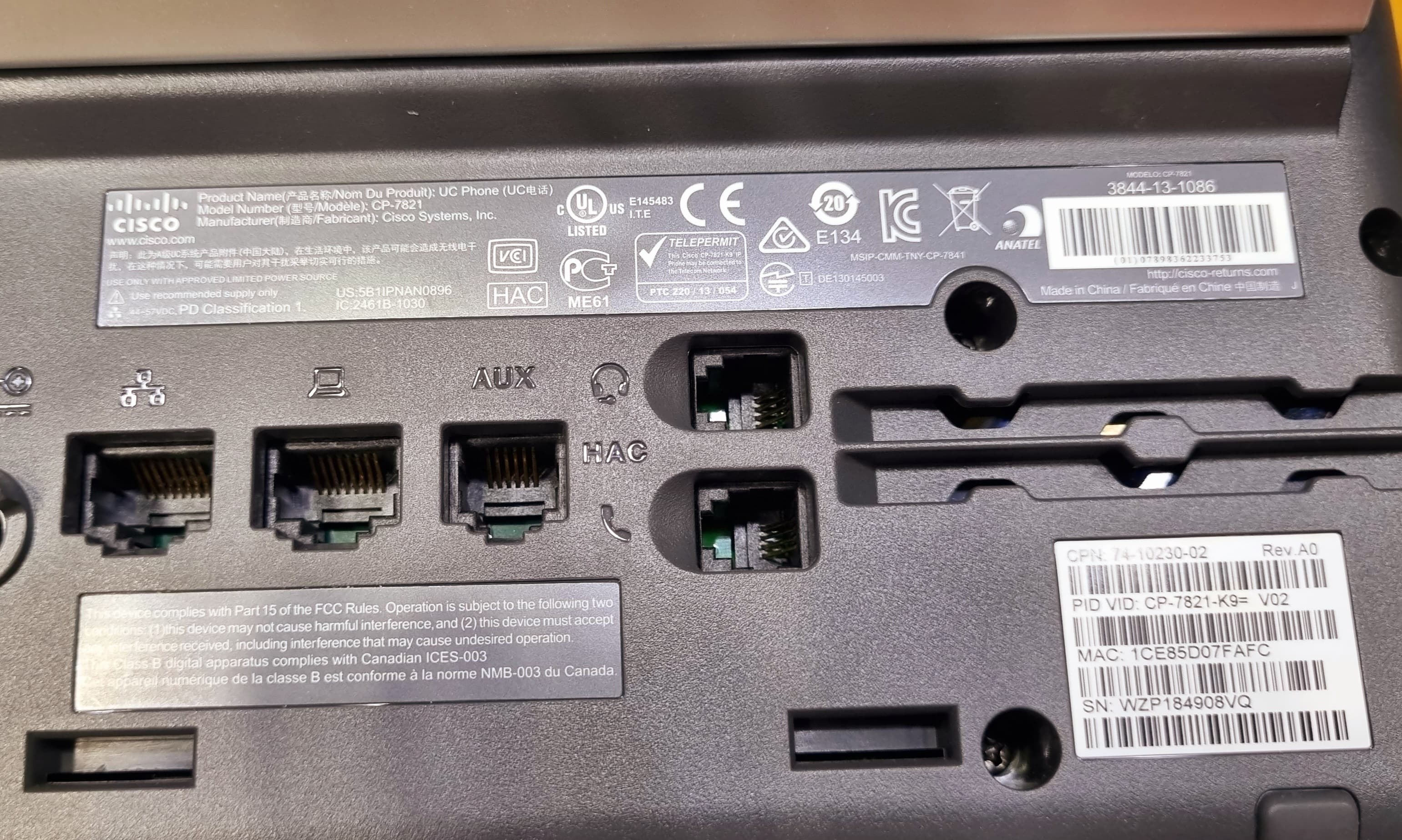 PRE-USED CISCO CP-7821 IP PHONE   - Image 5