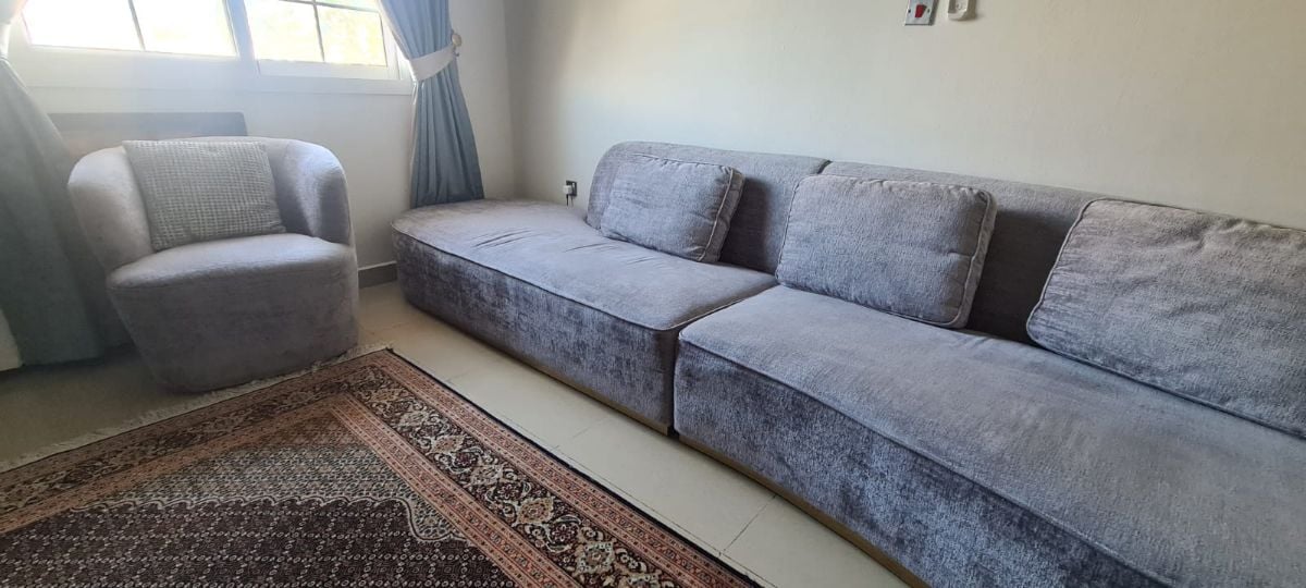 Modern Grey Sofa Set (5-6 seater) Majlis with 2x Club Chairs (1+1) - Image 2