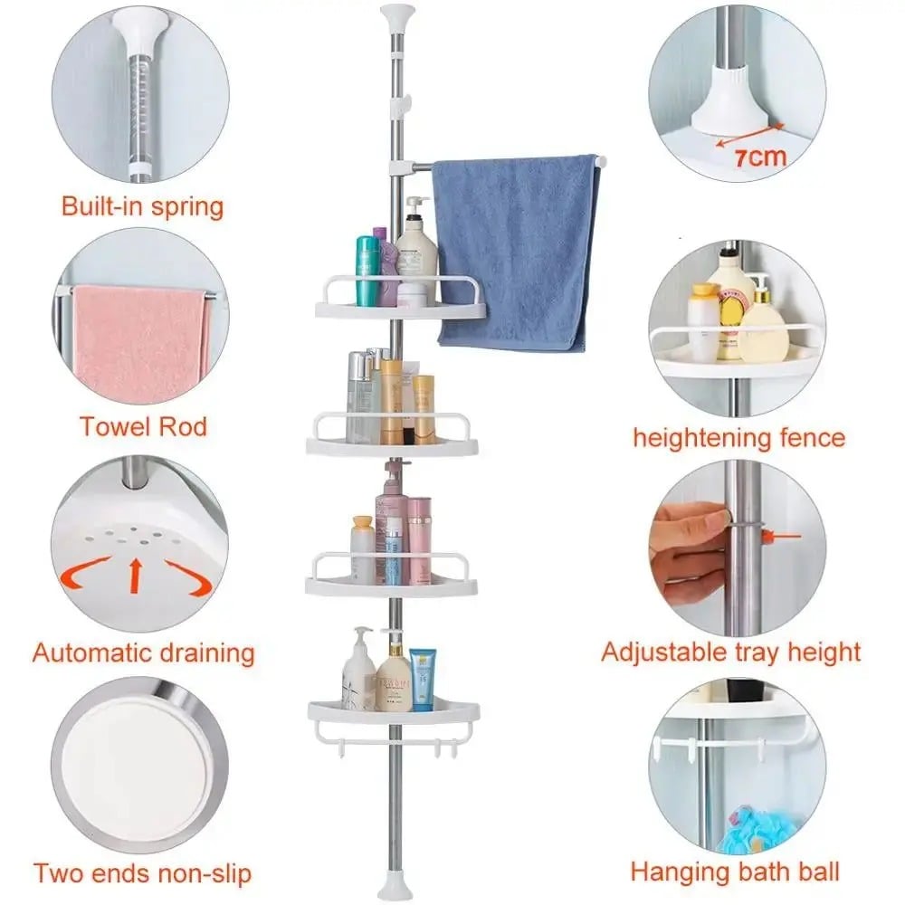 4 Layer Bathroom Corner Telescopic Adjustable Organizer Tower - Image 2