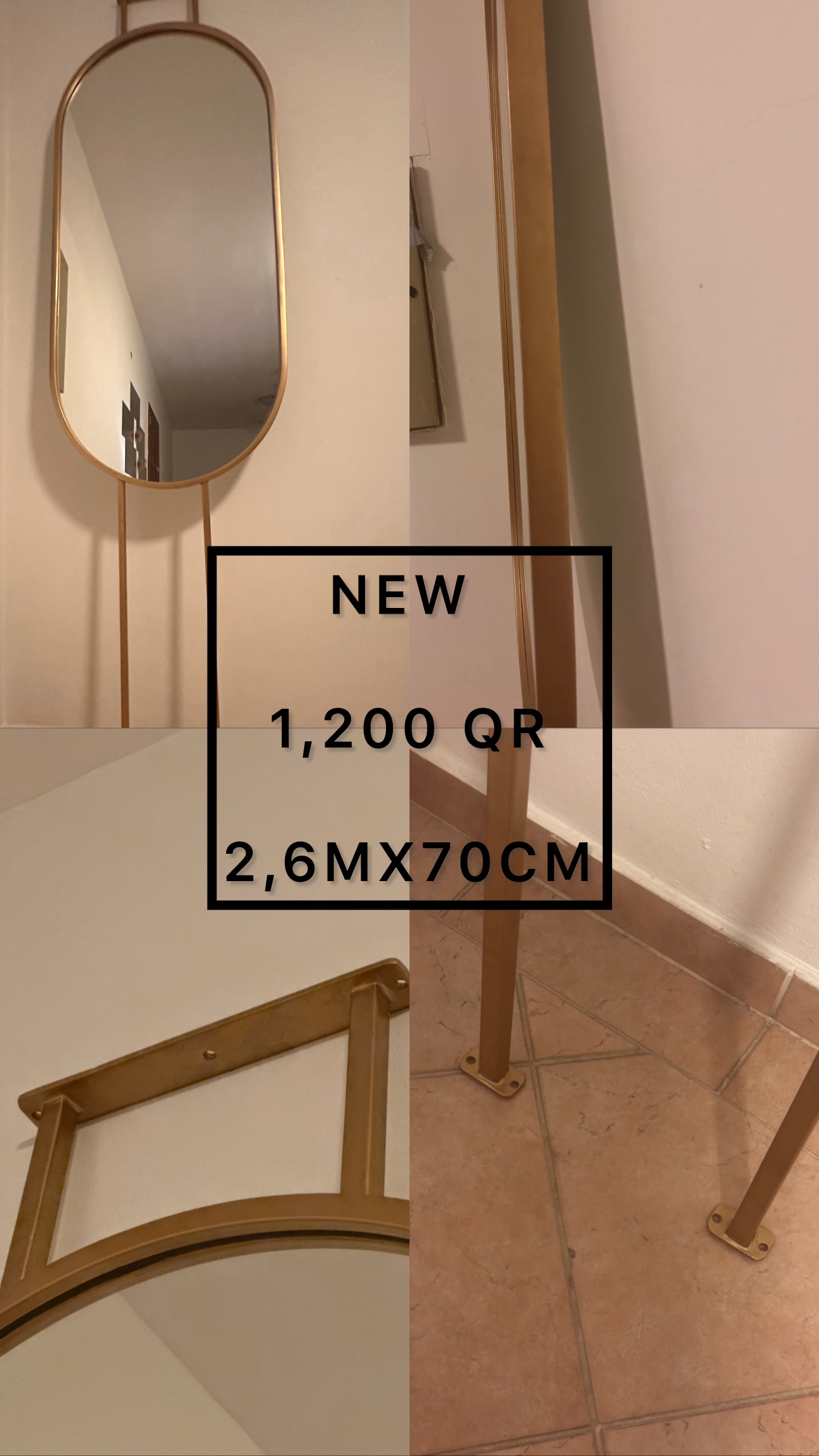 Selling a brand-new floor/wall mirror with a gold frame. - Image 1