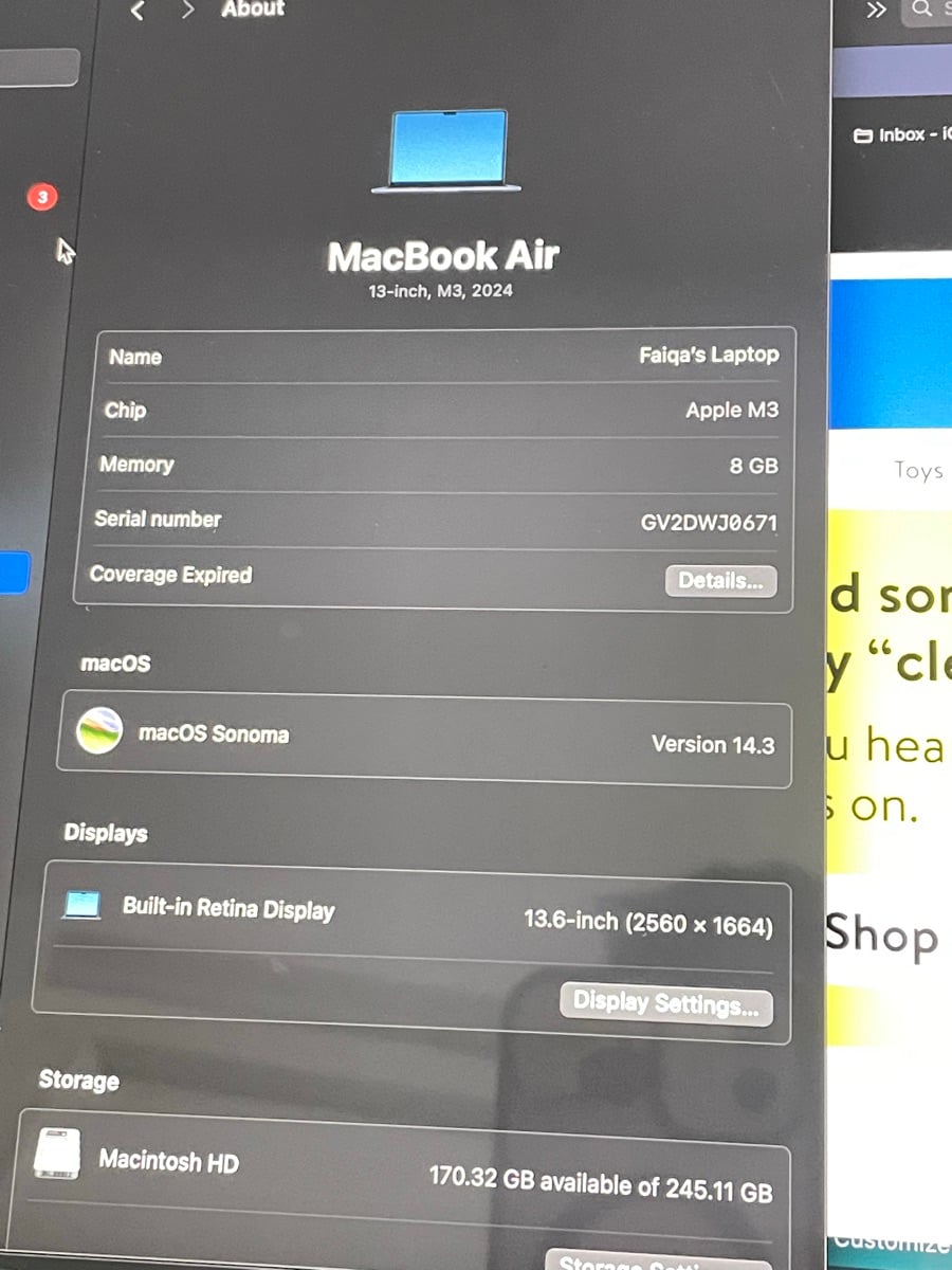 MacBook AIR 13inch with M3 2025 - Image 3