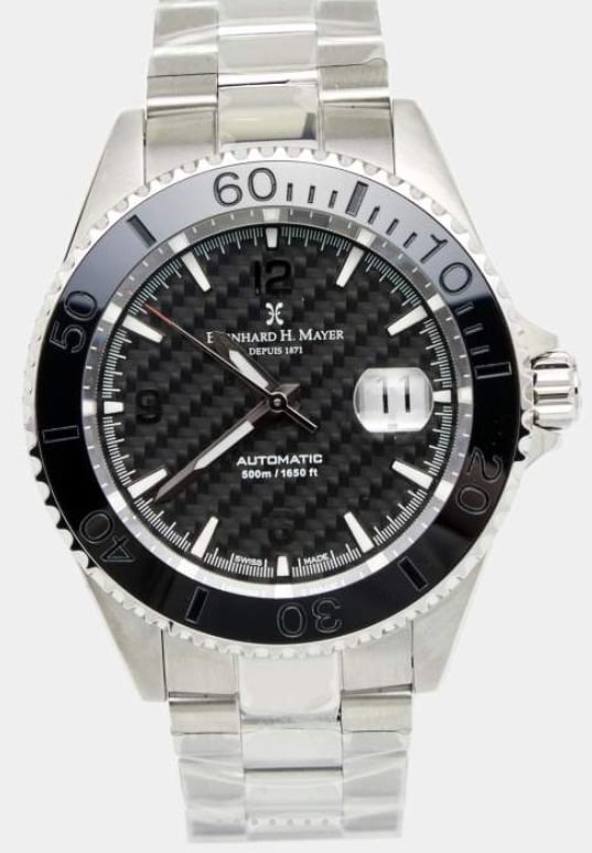 Bernard h Mayer nauticus austro 45mm automatic,diver 500m,rotatable ceramic bezel,open case back ,mint condition full set - Image 1
