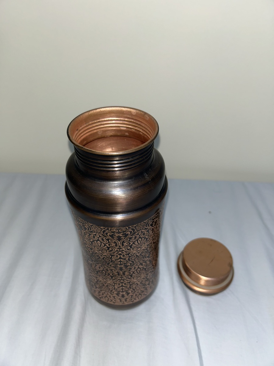 copper water bottle engraved copper water bottle, antique water bottle for daily use brand new - Image 1