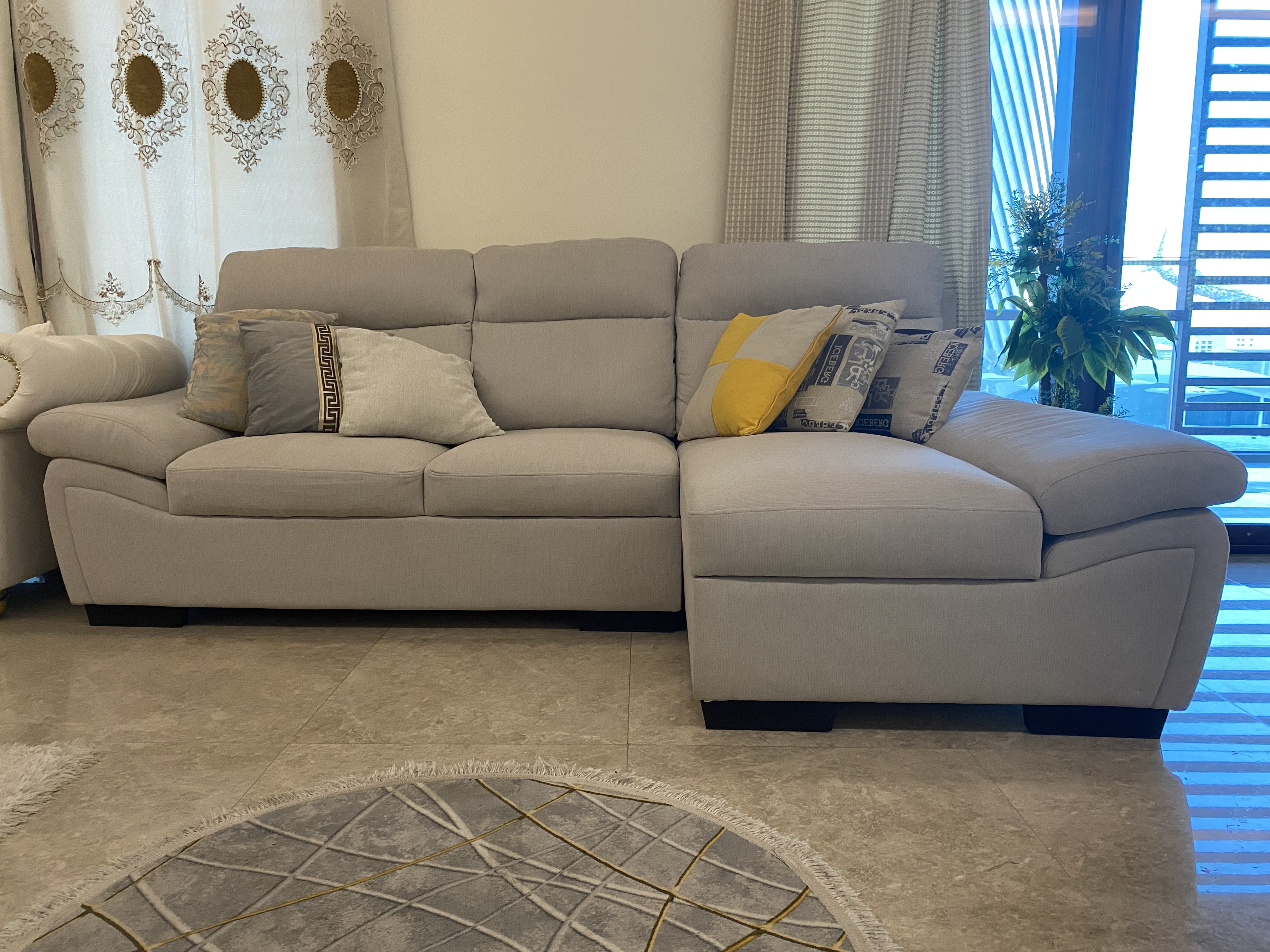 4 Seater Grey L-Shaped Sofa FOR SALE - Image 6