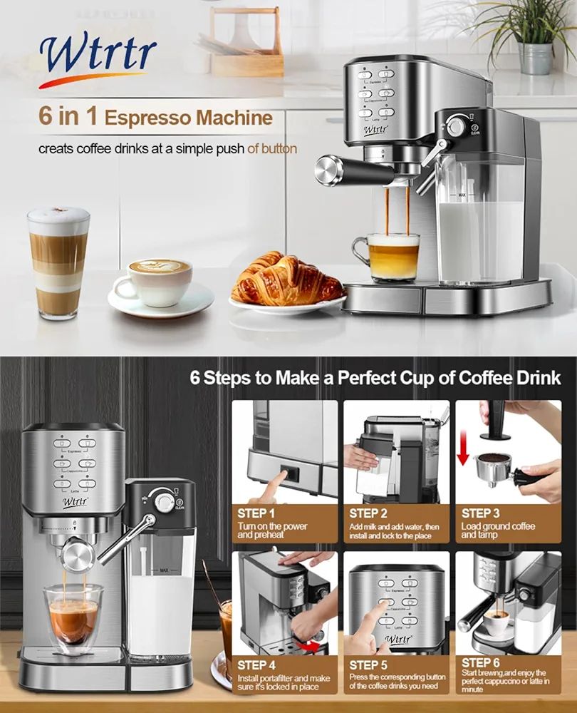 Home Barista Set, 6-in-1 Espresso Coffee Machine With Barista Tools Size "51mm" - Image 12