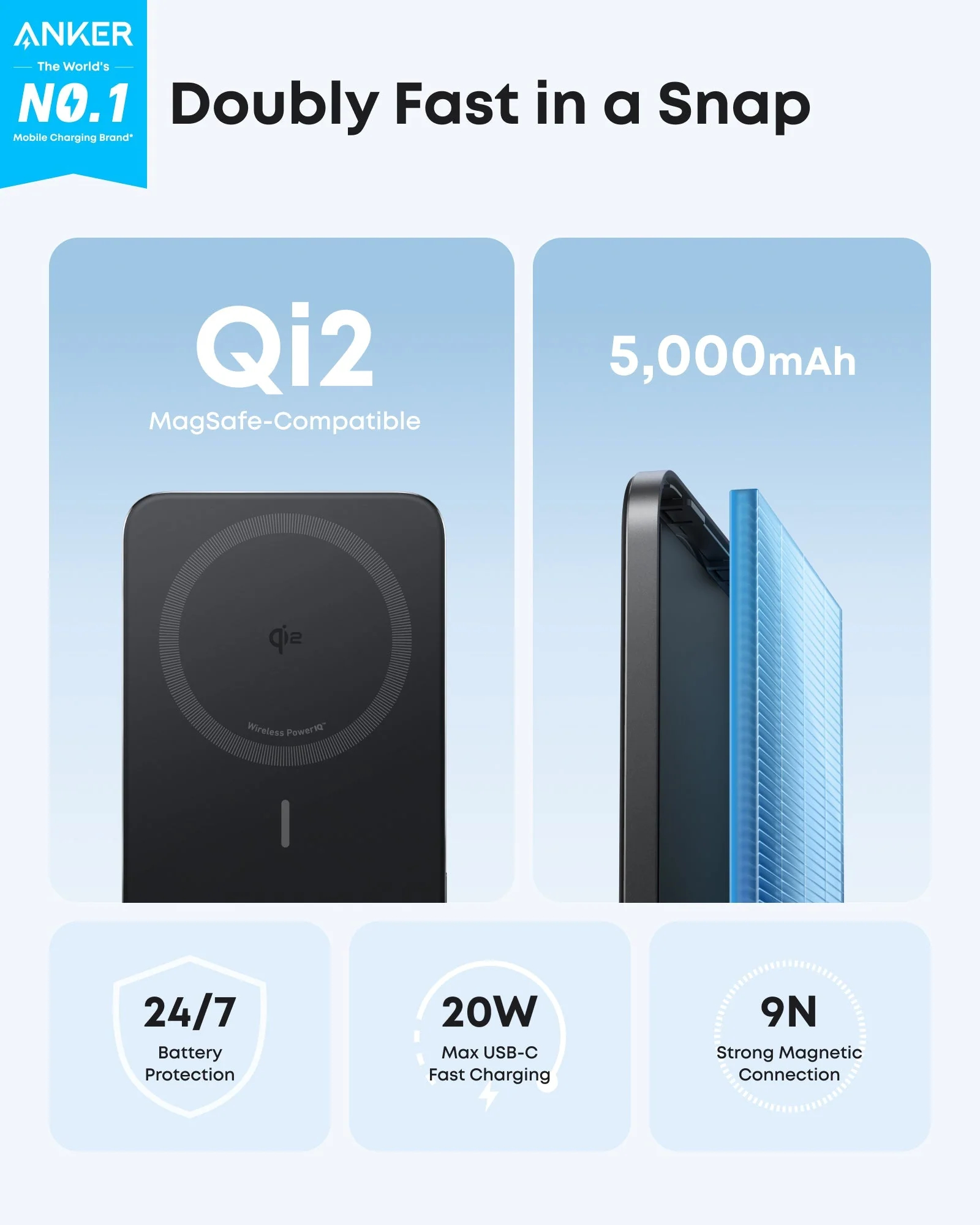 Anker Nano Power Bank 5,000mAh Magnetic Wireless Charging Battery - Image 3