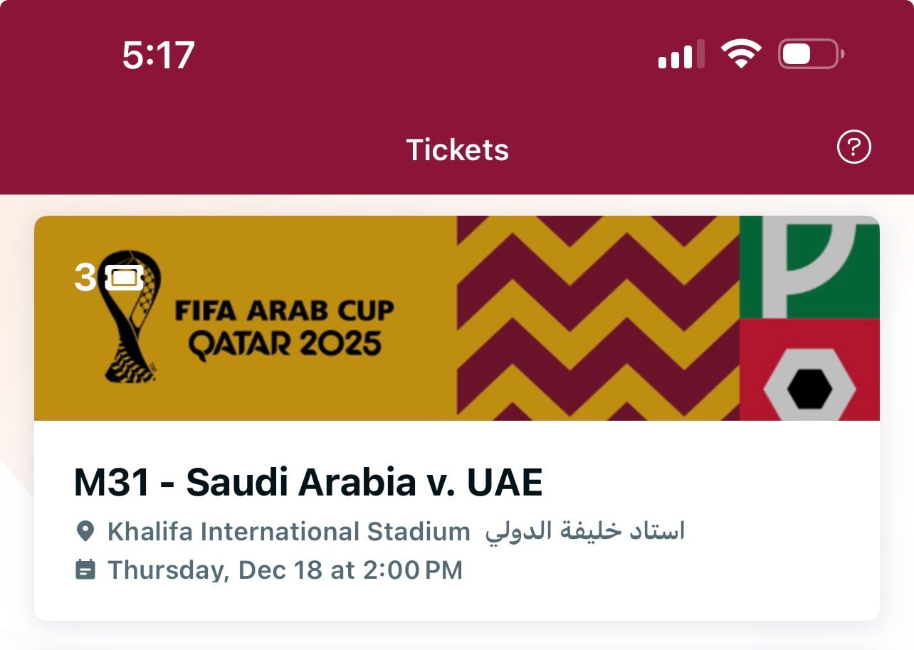 Ticket for sale UAE vs Saudi Arab cup  - Image 2