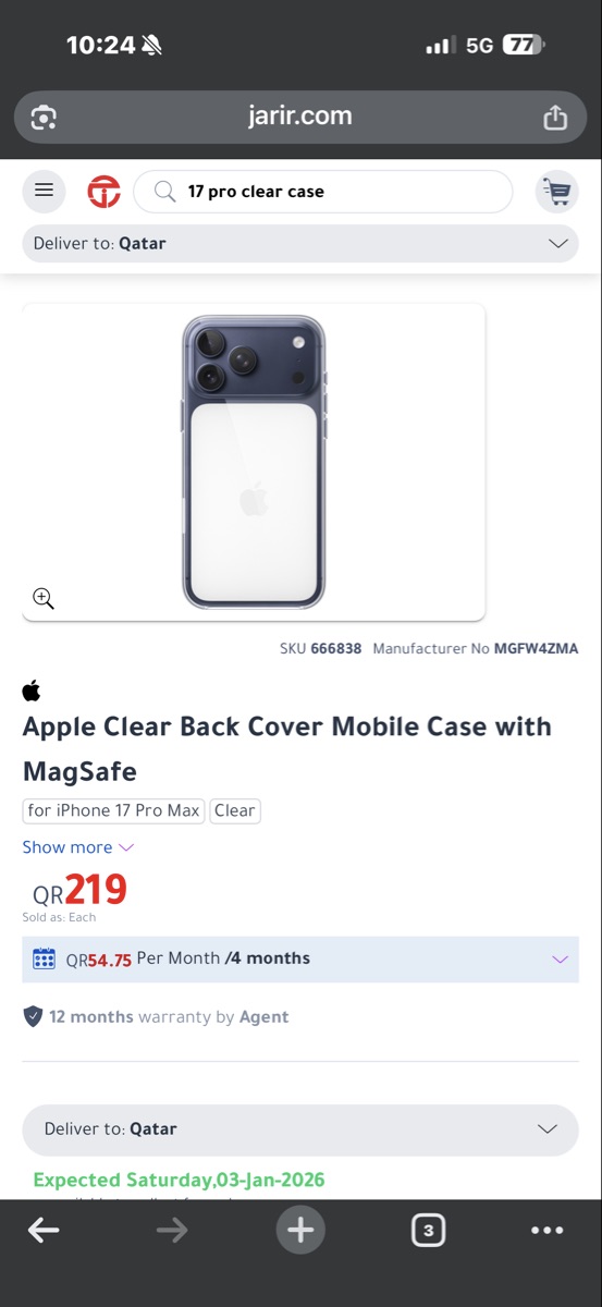 Apple 17 pro original clear case - Image 1