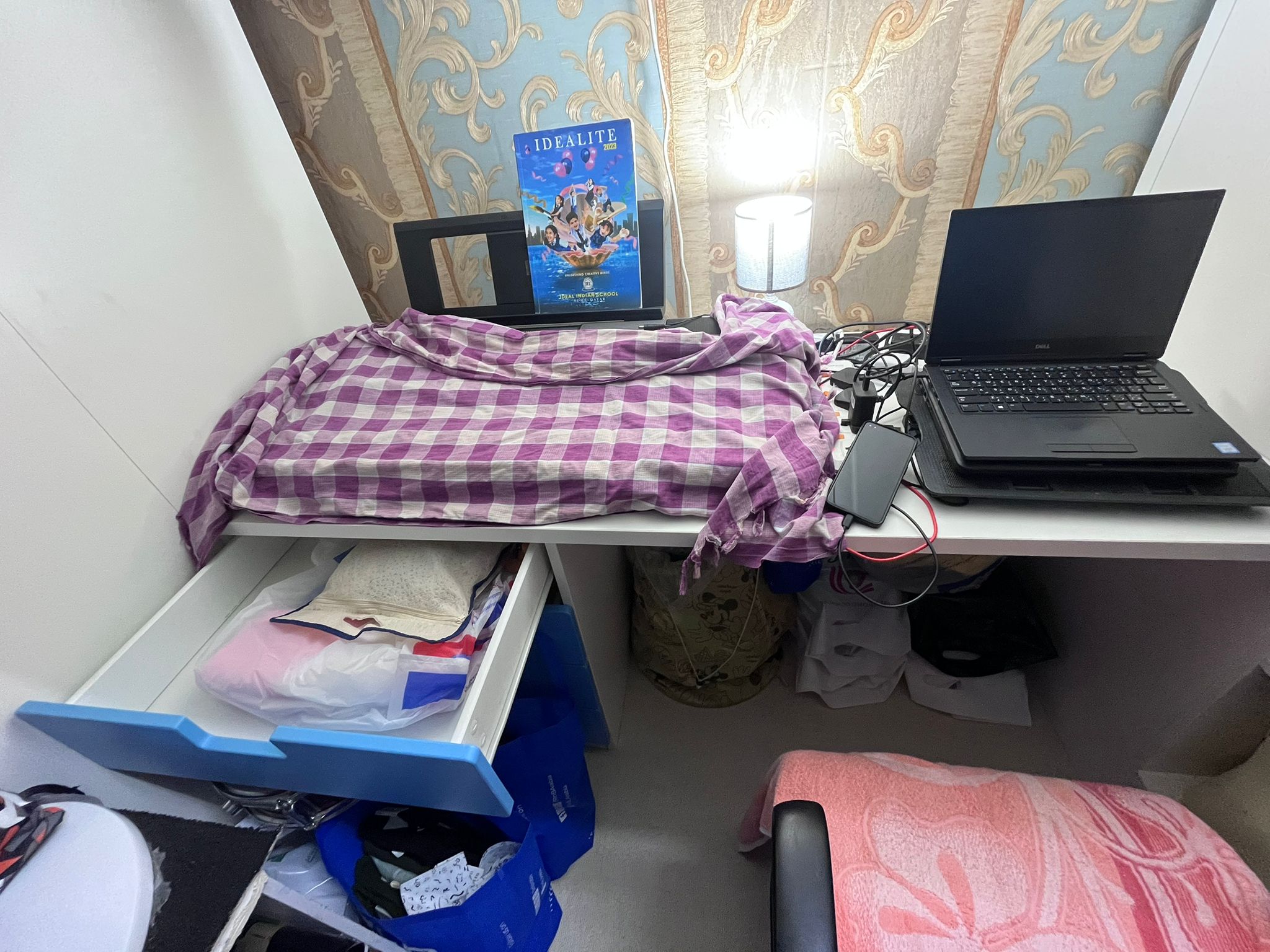 Urgent sale IKEA Loft bed, white blue/with desk with 4 drawers, 90x200 cm for kids bunk bed - Image 3