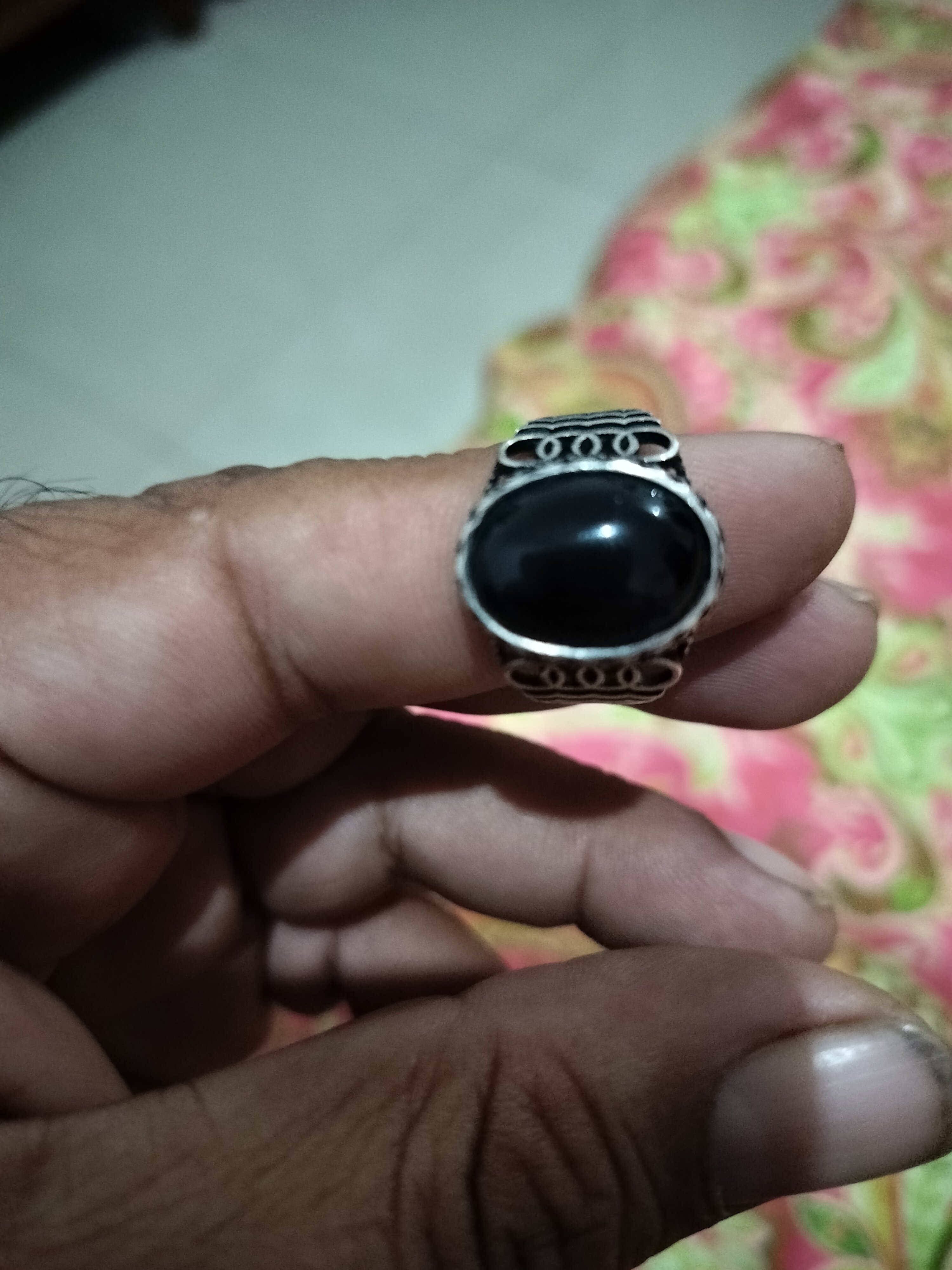 Silver ring aqeeq stone - Image 1