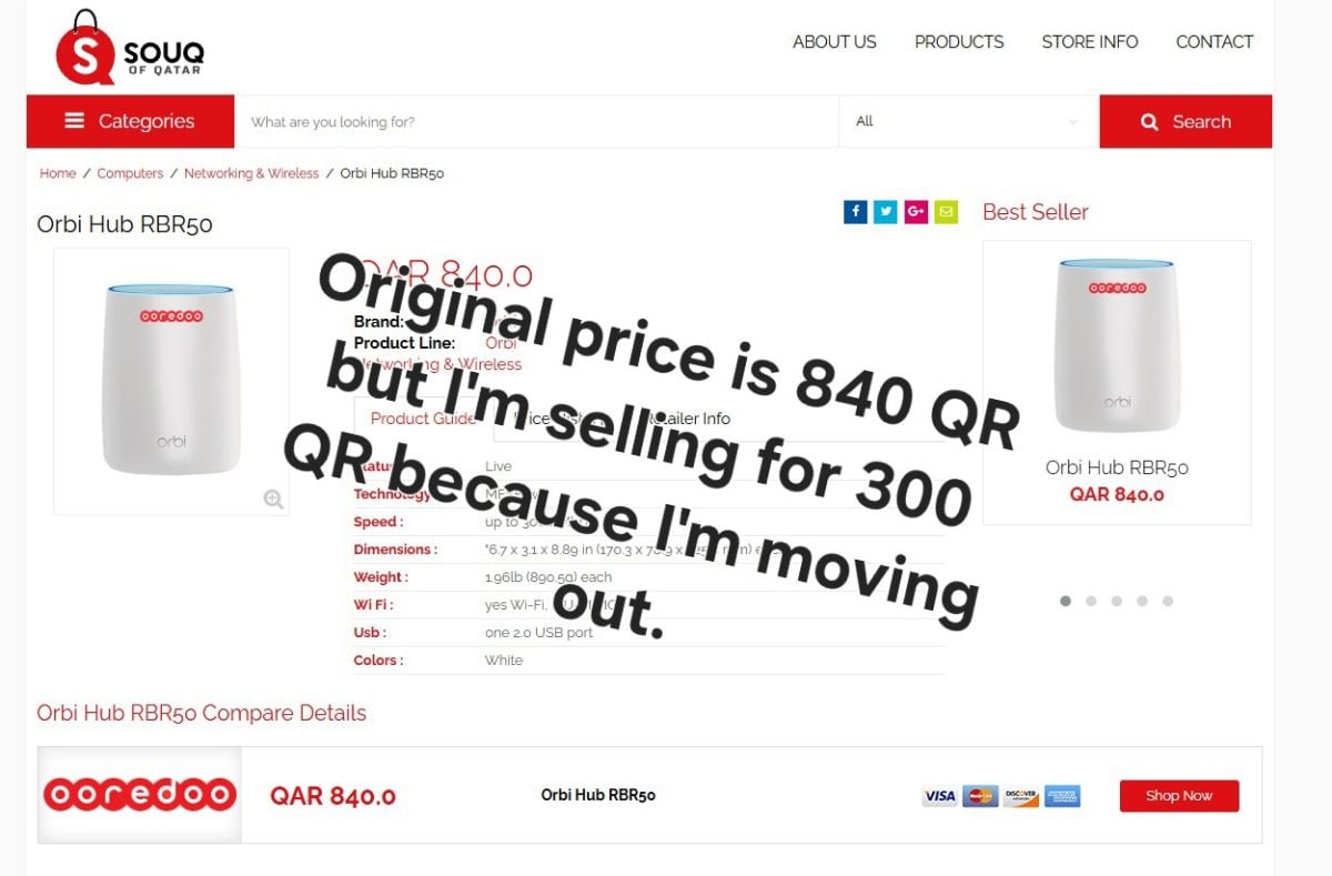 Orbi Netgear Ooredoo WiFi Router - excellent condition - Image 1
