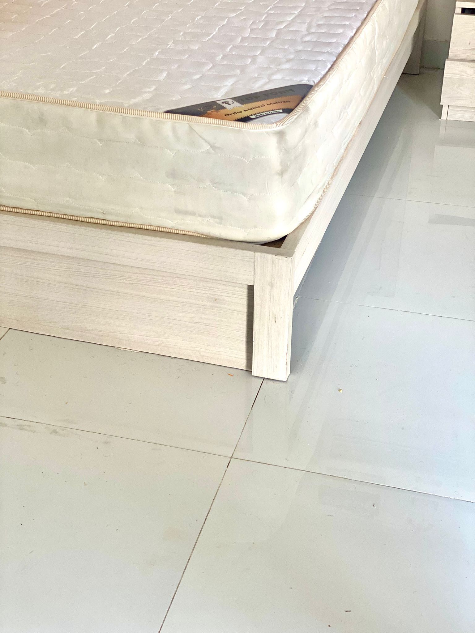 King Size Bed + Mattress with Side Tables – Excellent Condition – QR 600 - Image 2