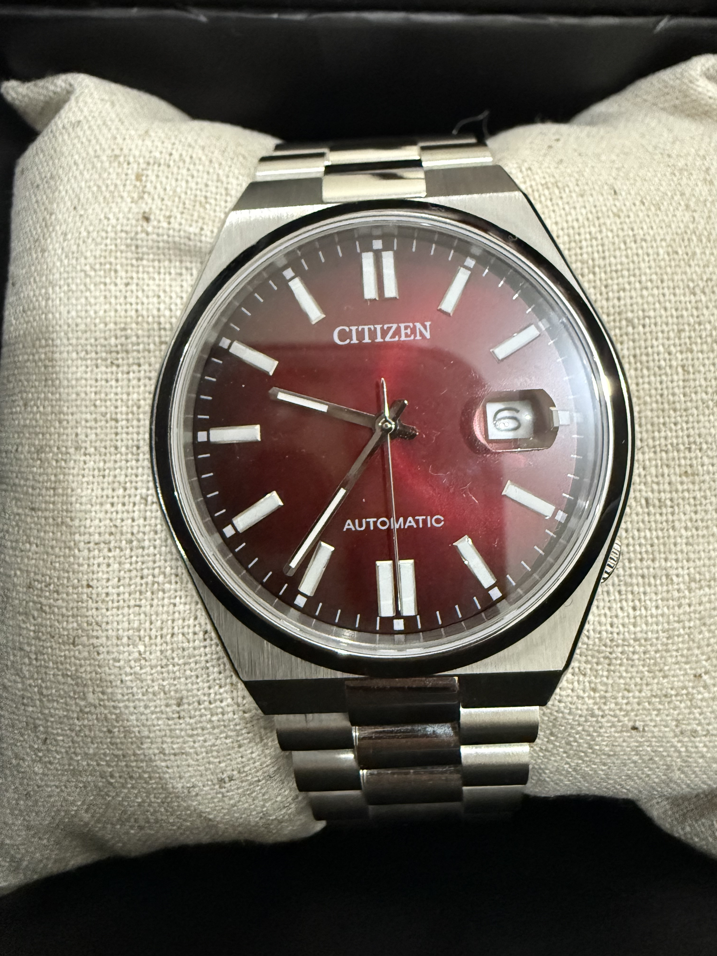 Tsuyosa Automatic Red Dial Stainless Steel Men's Watch - NJ0150-56W - Image 2