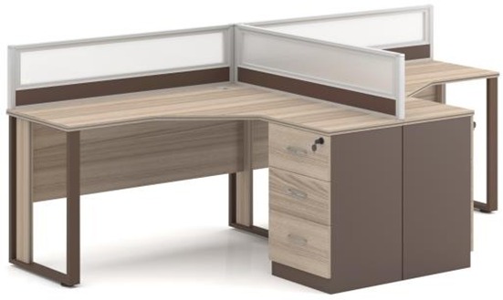 Model:- OFW-308-2 Executive L shape office Workstation 2 persons size:- 280*120*120cm - Image 1