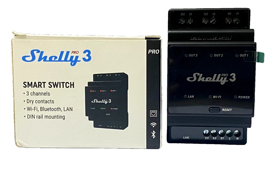 Shelly Pro 3: 3-Channel DIN Rail Automation Relay (Wi-Fi/LAN/BT)3800235268094 - Image 2