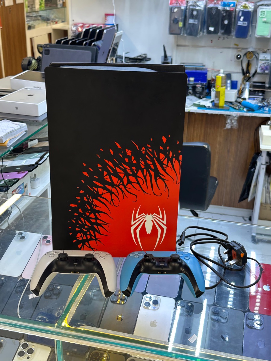 pS 5 fat cd version  1Tb Spider-Man edition With two controller Bag original also  Full set available  Qr-1500 - Image 2