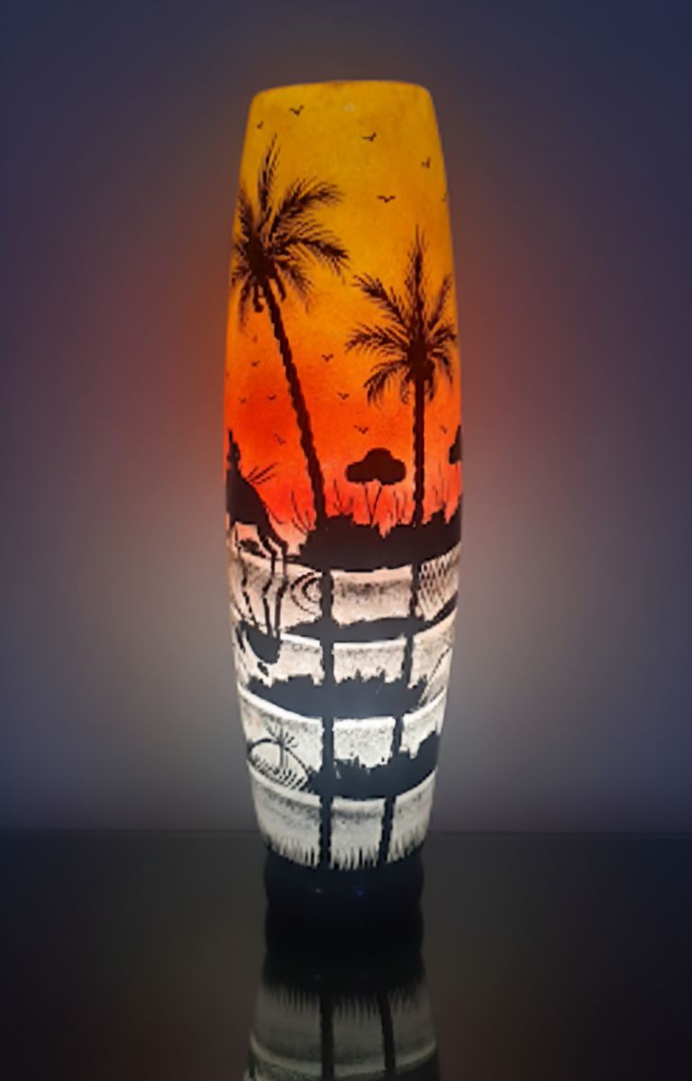 Bottle-Shaped Camel Skin table Lamp - Image 2