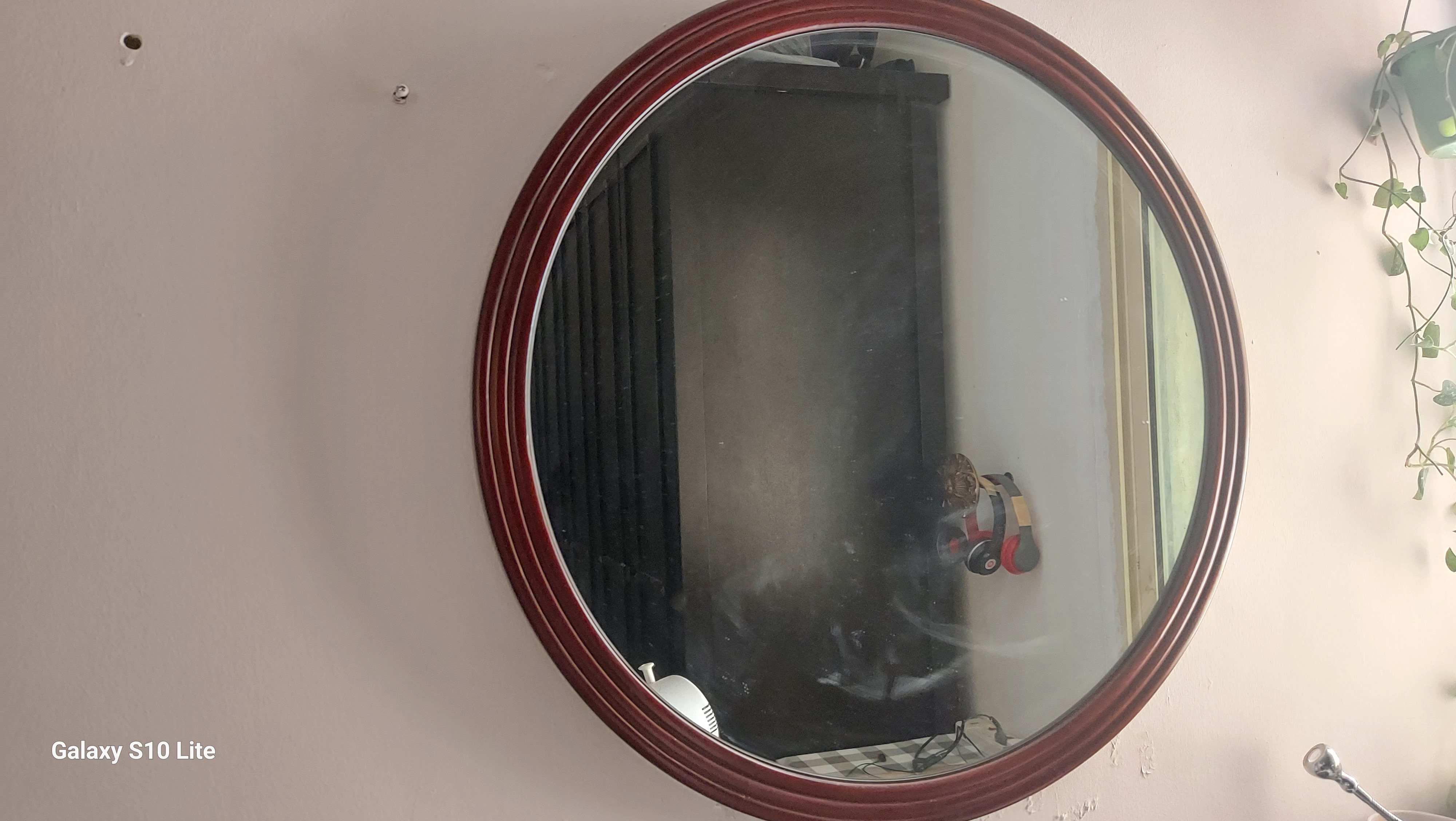 Wall mirror round solid wooden  - Image 2