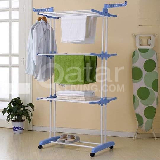 3 Layer Foldable Cloth Drying Rack with Wheels  - Image 3