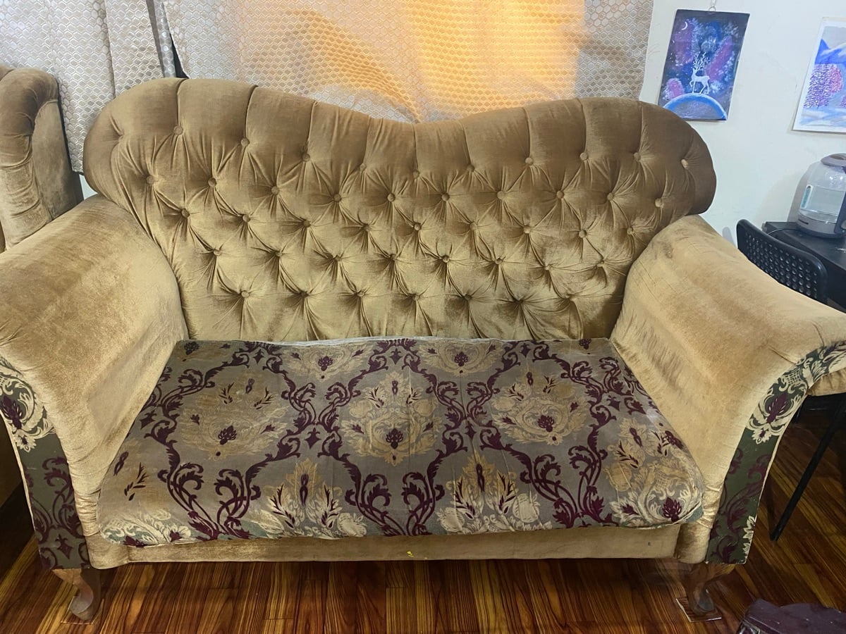 3+1+1 seater velvet golden sofa - Image 3