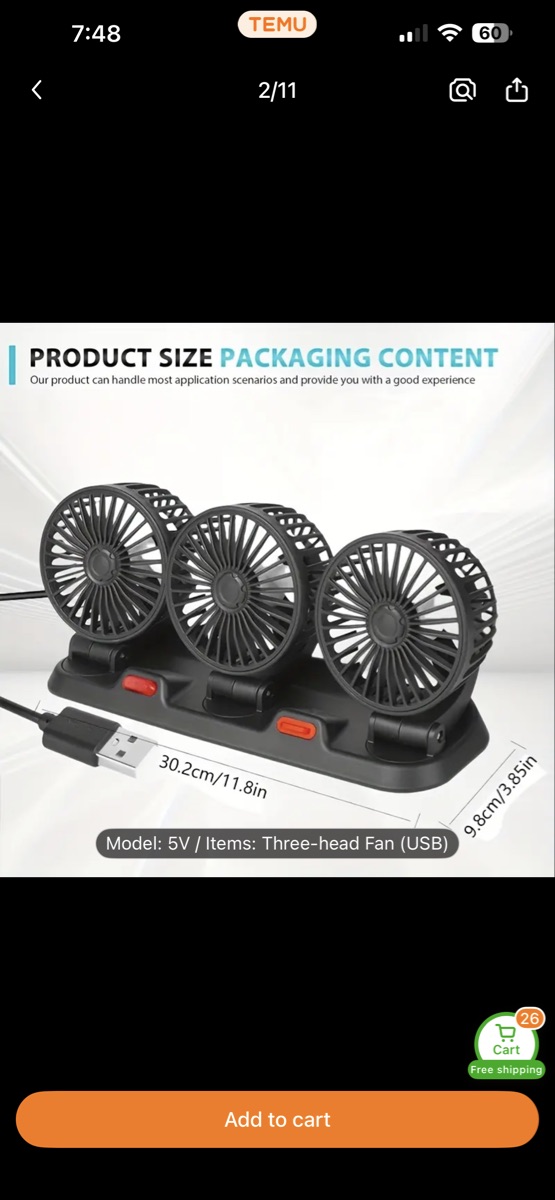 Brand new Electronic Car Fan 2 speed adjustable - Image 7