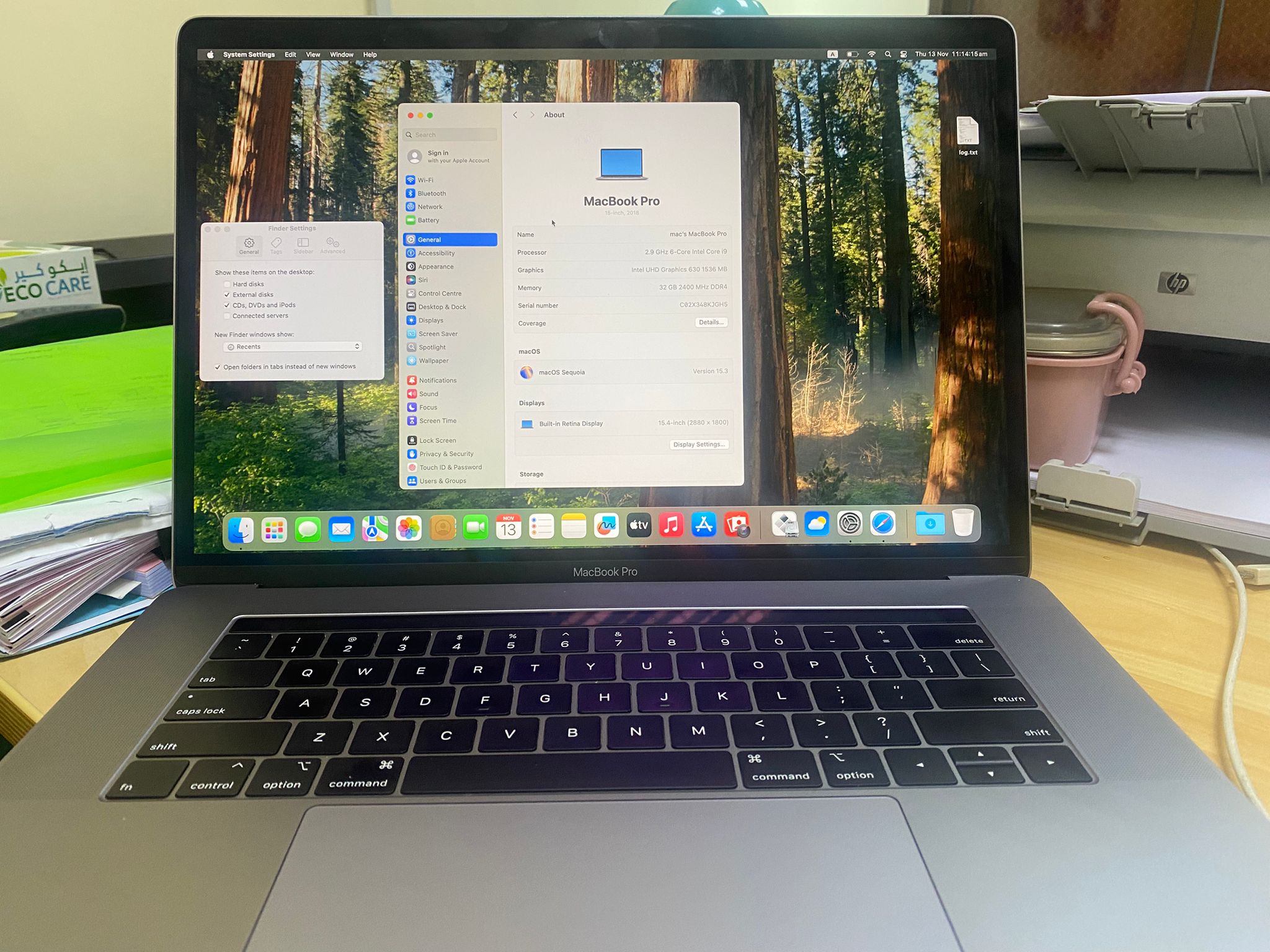 MAC BOOK PRO i9 32 GB RAM 15.4" with with charger, Cable and Bag - Image 1
