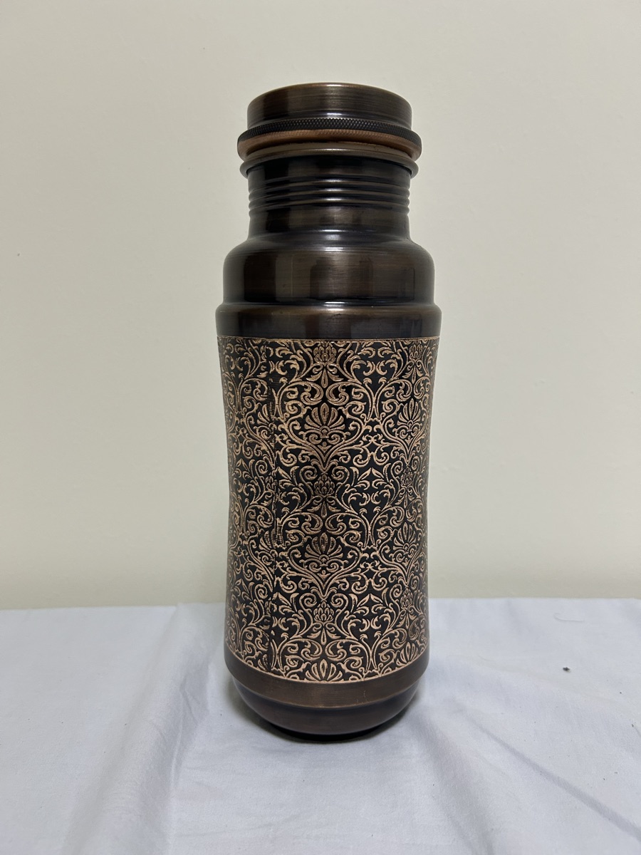 copper water bottle engraved copper water bottle, antique water bottle for daily use brand new - Image 2