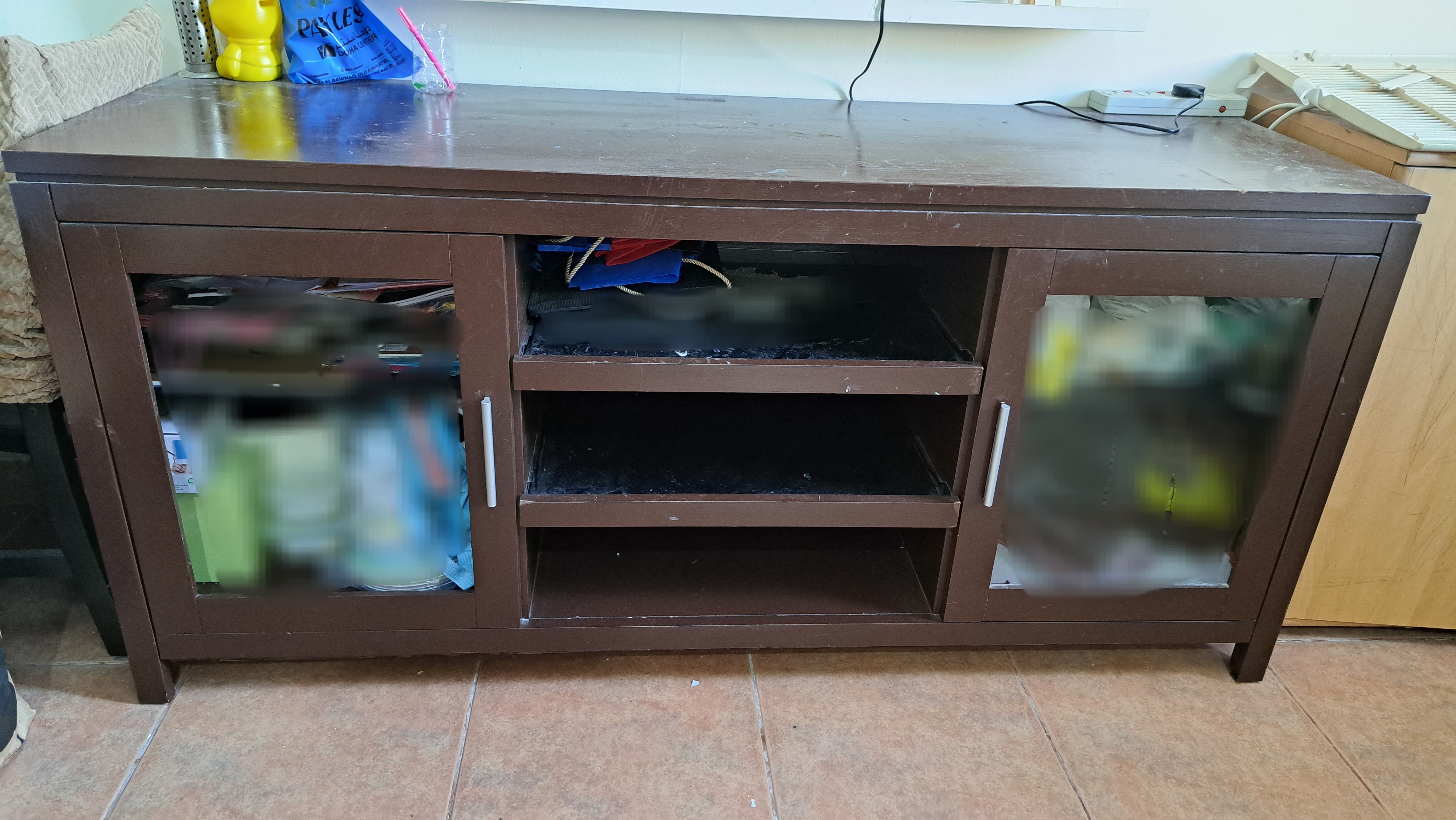 Ikea extentable dining table 110×220 with chairs + good wooden tv table - Image 1