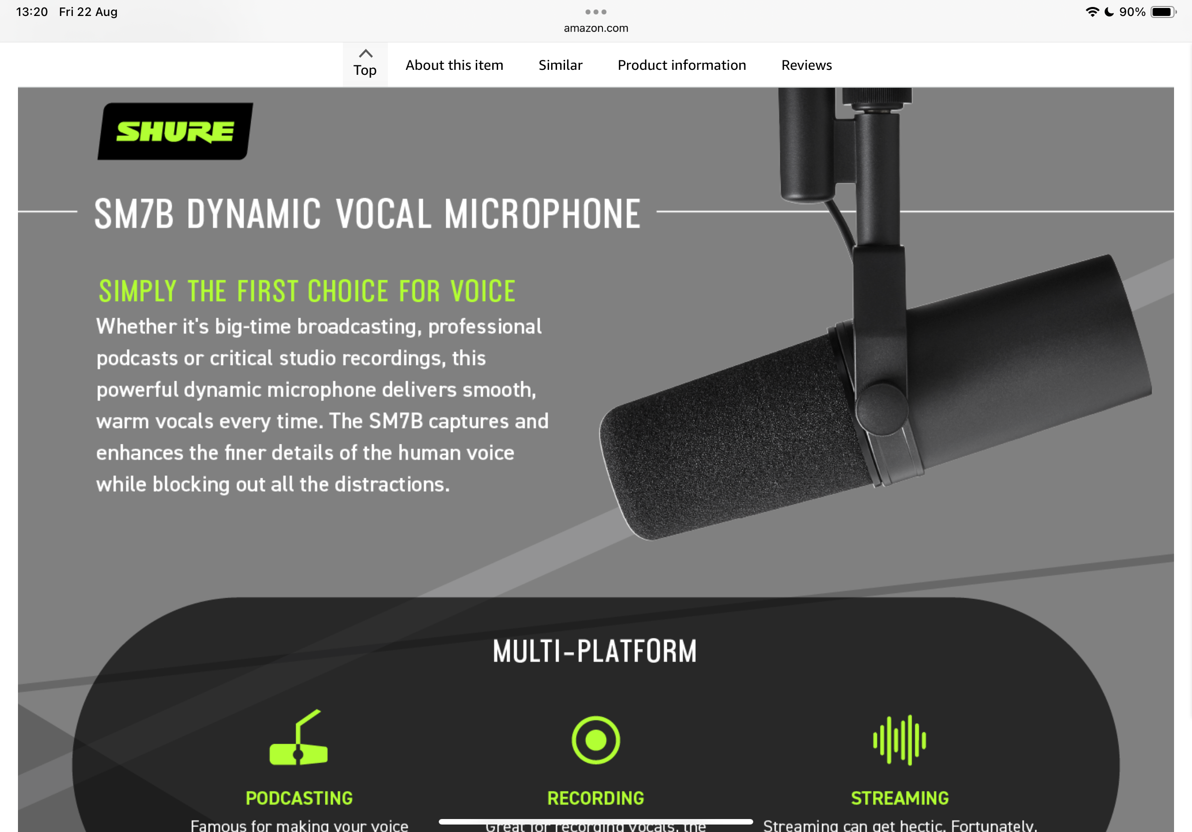 SM7B Vocal XLR Microphone - Image 7