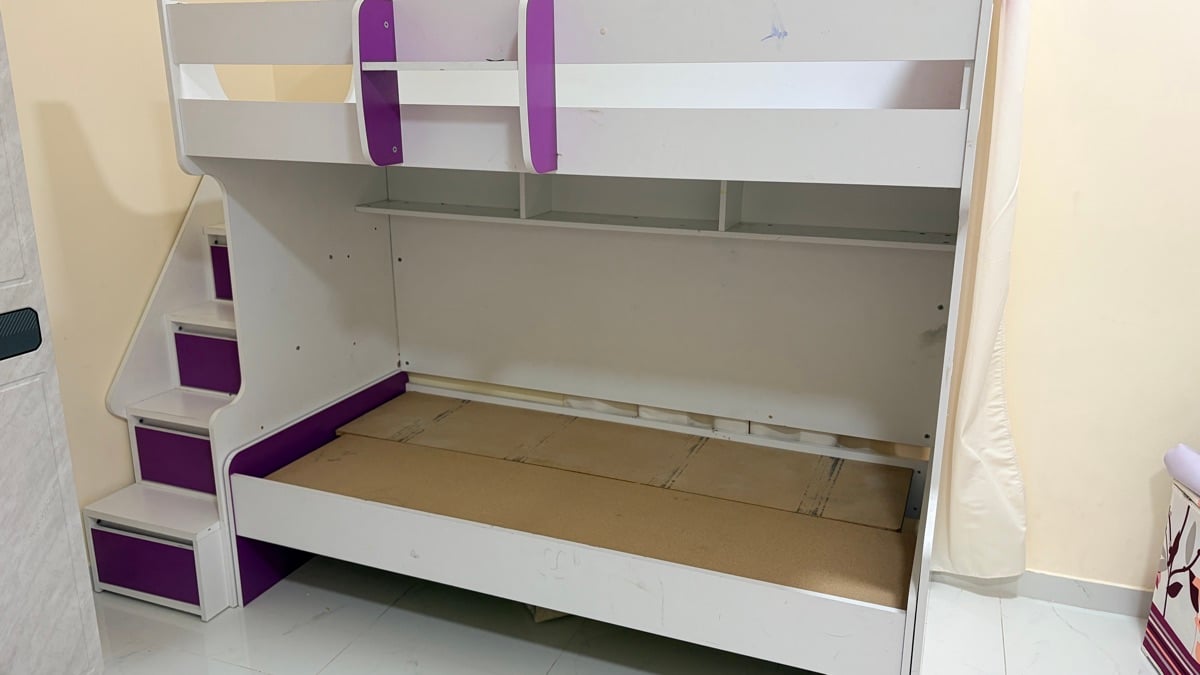 ✨ White & Purple Kids/Teen Bunk Bed with Storage – Excellent Condition! ✨ - Image 1