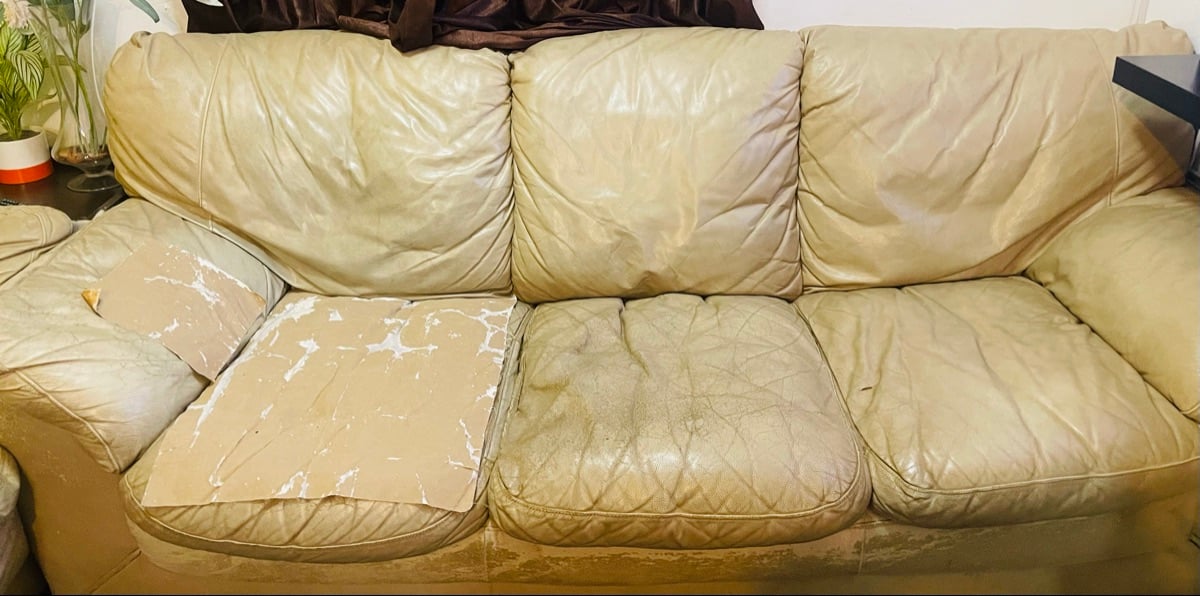 FREE Home Center Leather Sofa - Image 1