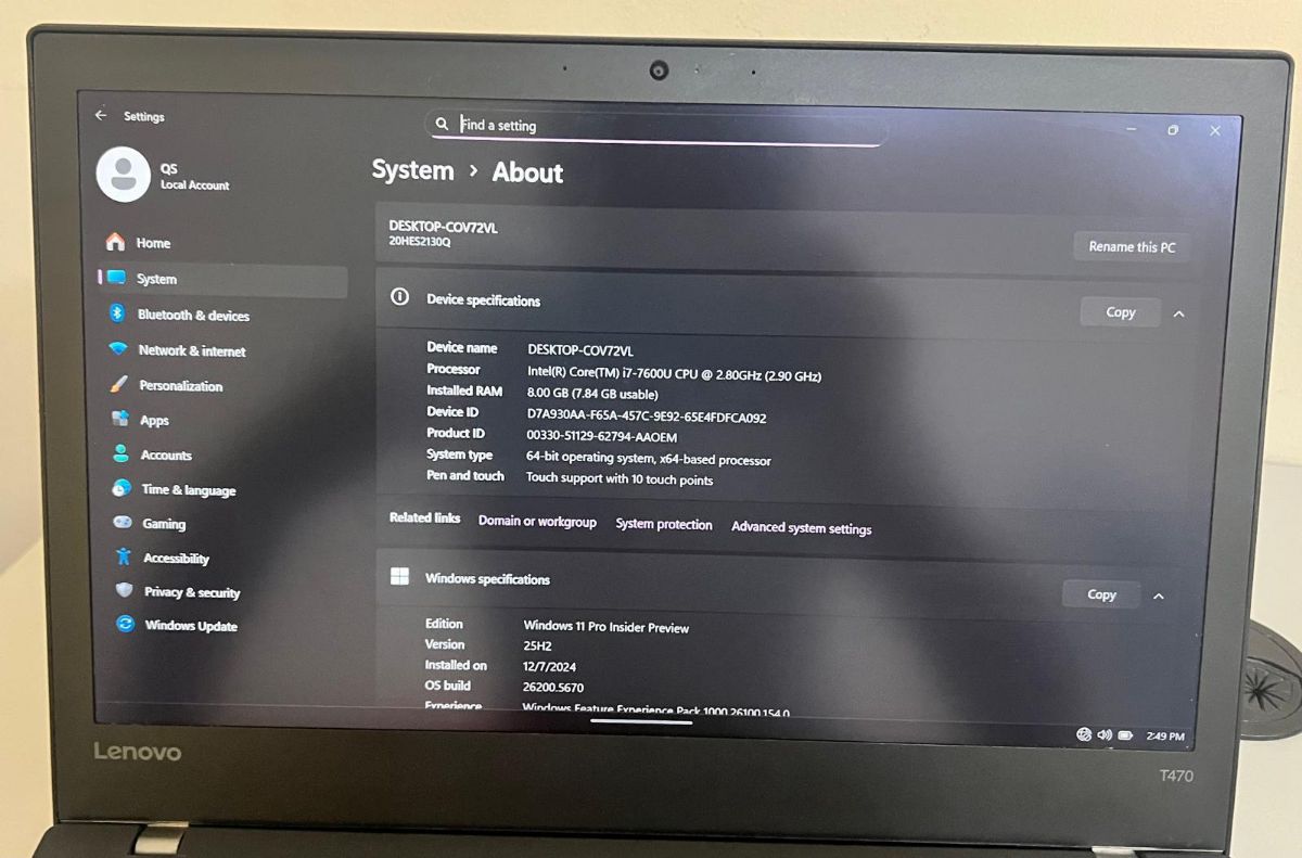 Lenovo ThinkPad Core i7 8/256 GB specs - Image 4