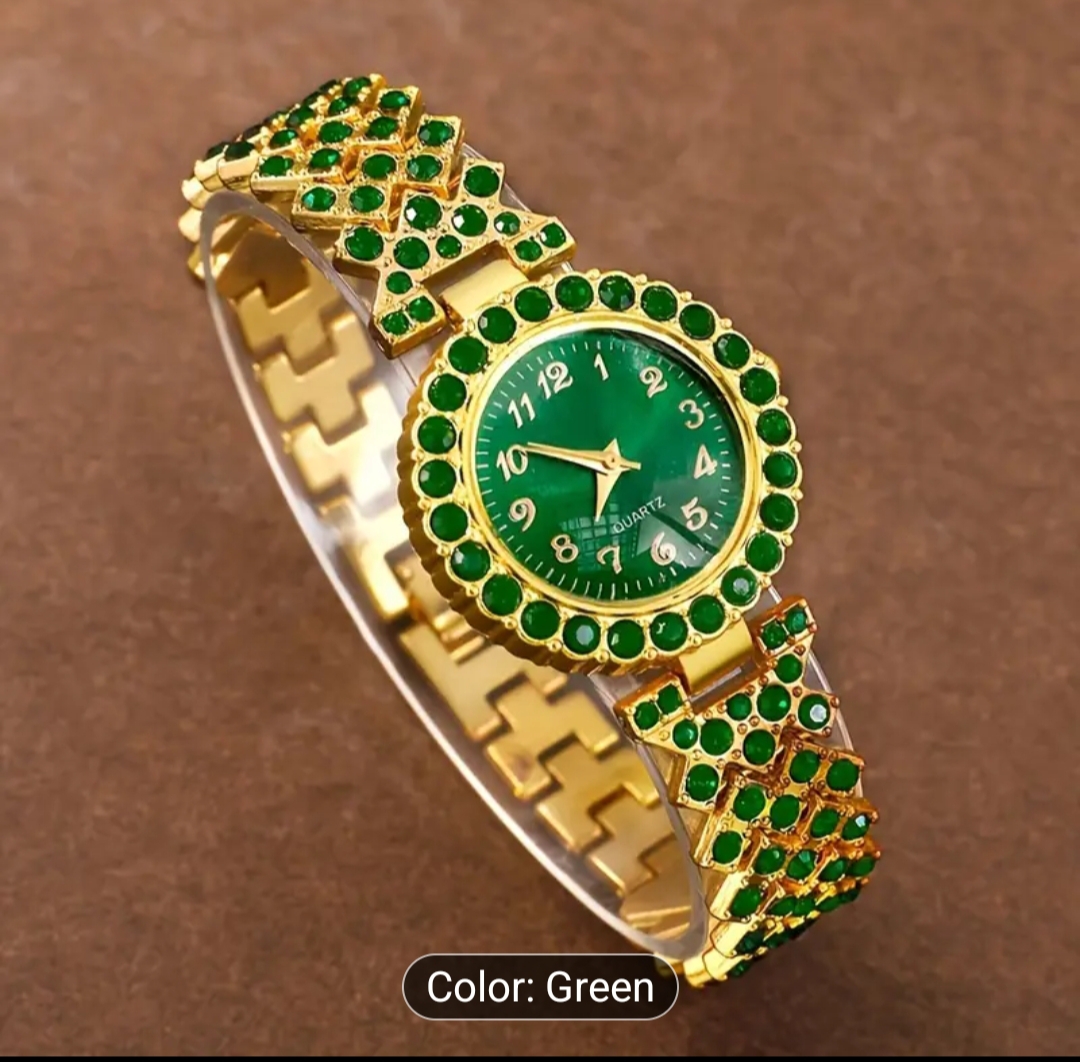 5pcs Ladies Elegant Glamorous Quartz Watch Set, Round Case, Zinc Alloy, - Image 2