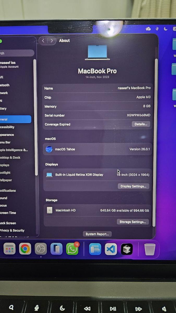 Macbook pro m3 1TB , 8g ram - Image 3