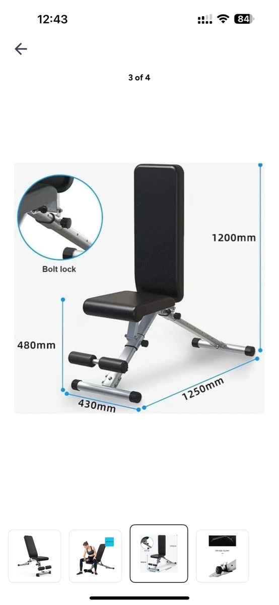 Fitness Bench + 30 KGS Dumbells - Image 4