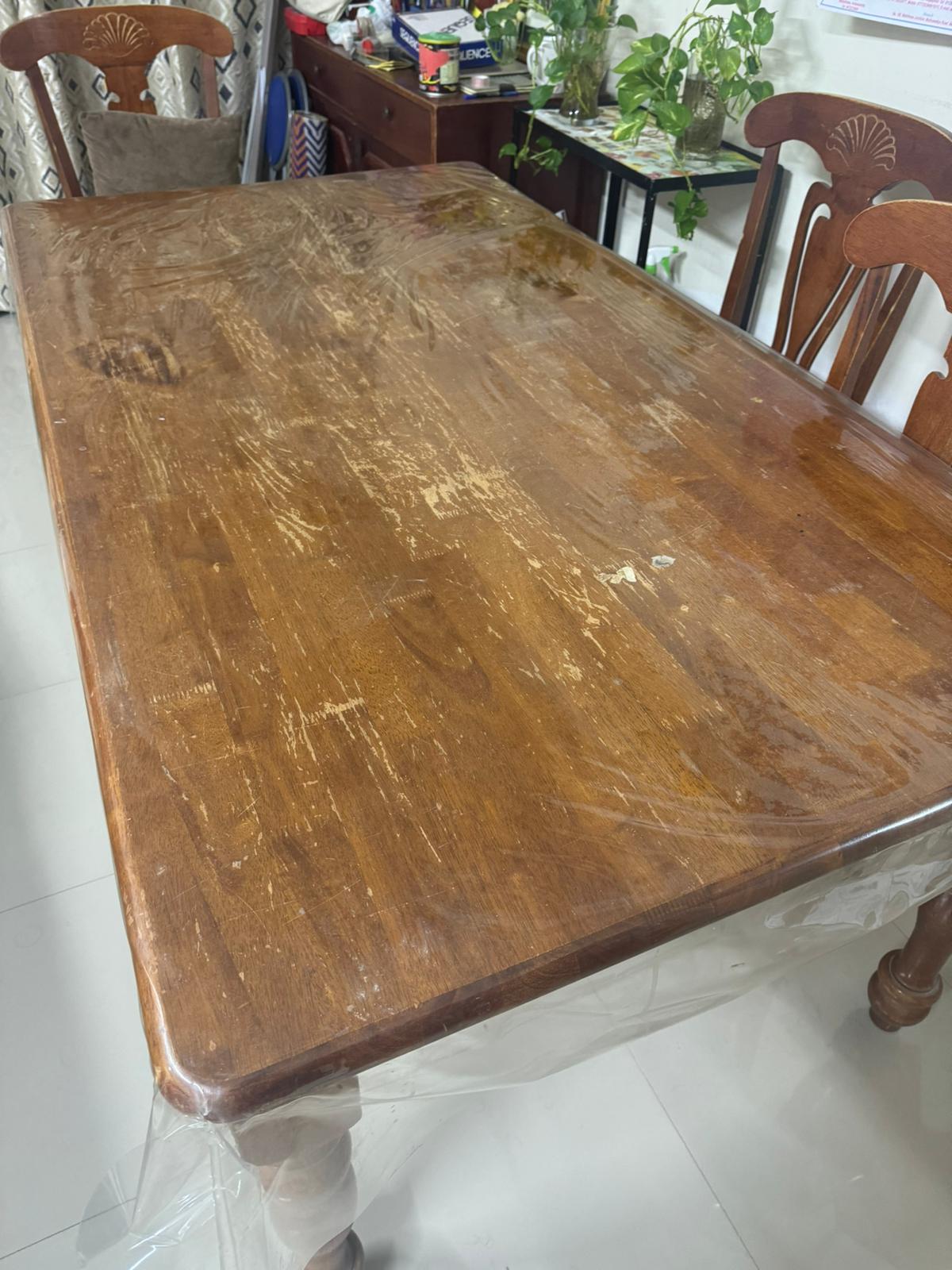 6 seater solid wood dining table for sale - Image 2