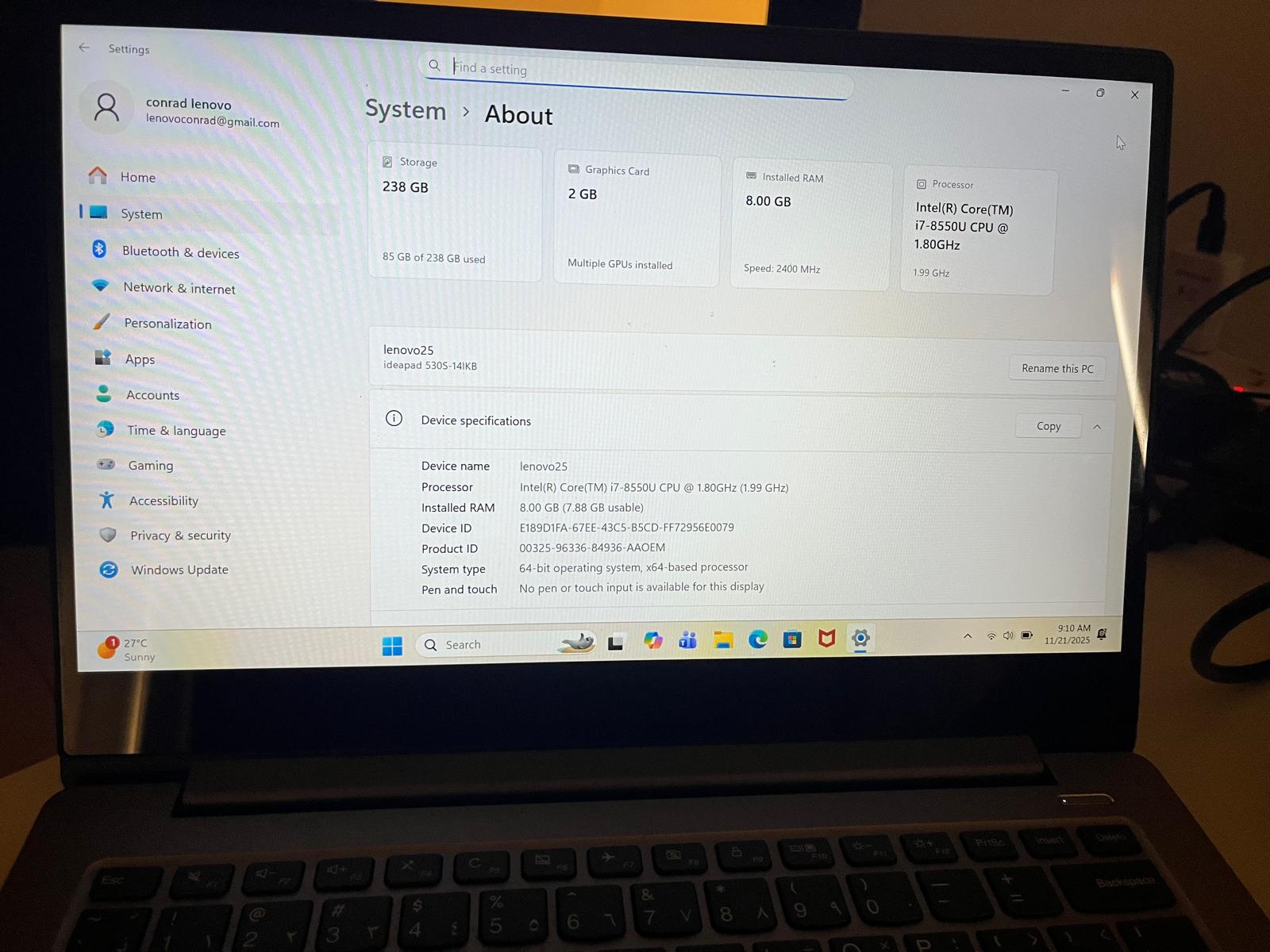 Lenovo IdeaPad 14" – Intel Core i7 | 8GB RAM | 256GB SSD | 2GB NVIDIA | Excellent Condition - Image 4