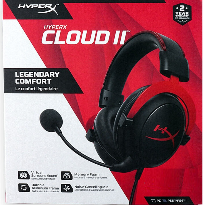 Gaming Headset - Hyperx cloud 2 | FOR PC, XBOX X|S, XBOX ONE, PS5, PS4, NINTENDO SWITCH, AND MOBILE - RED - Image 1