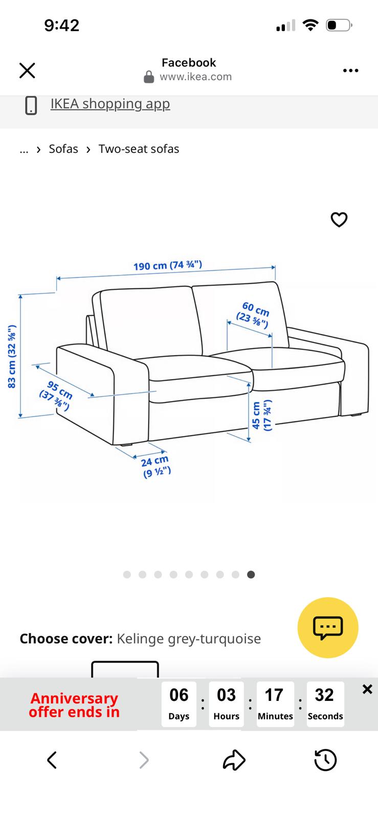 IKEA KIVIK 2 SEATER SOFA  - Image 4